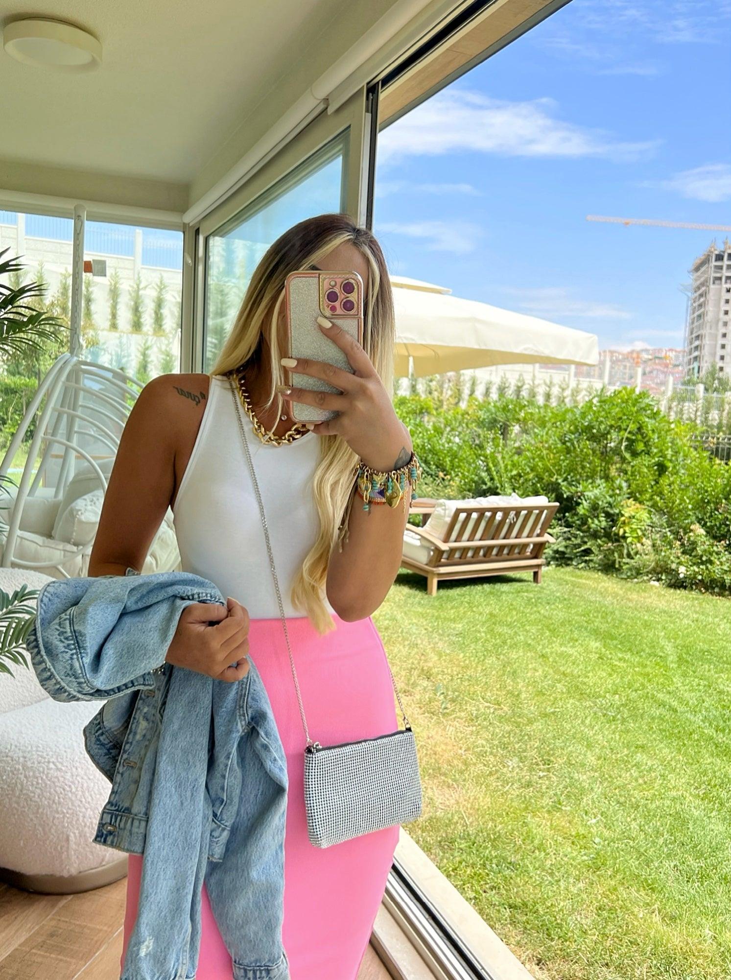 Halter Yaka Pamuklu Beyaz Atlet