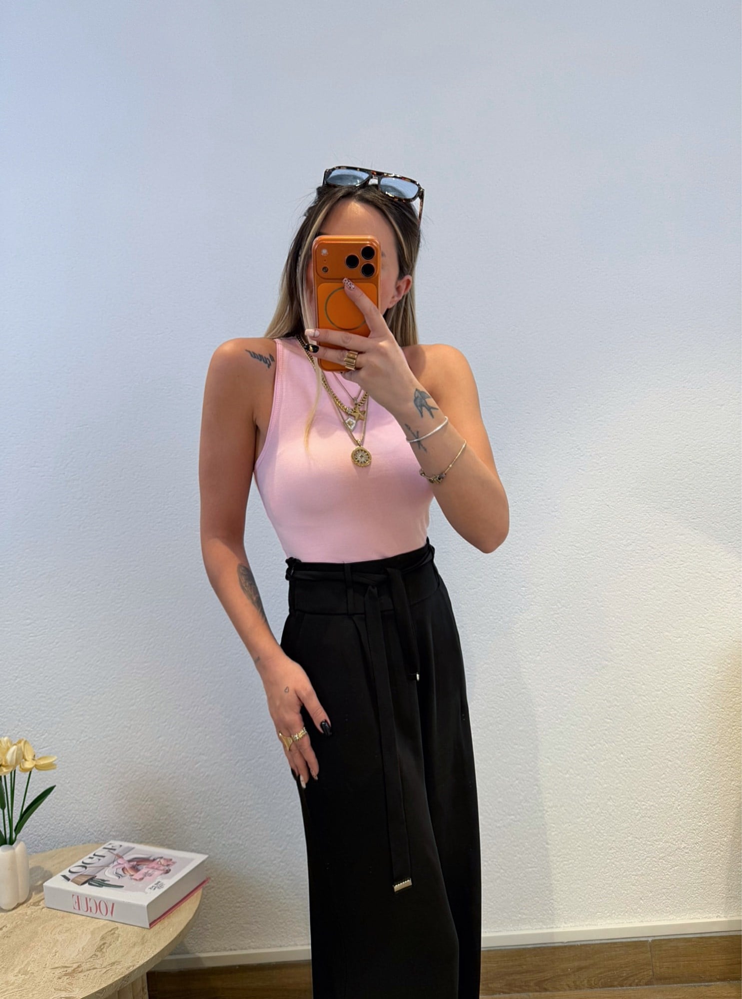 Halter Yaka Pamuklu Pembe Atlet