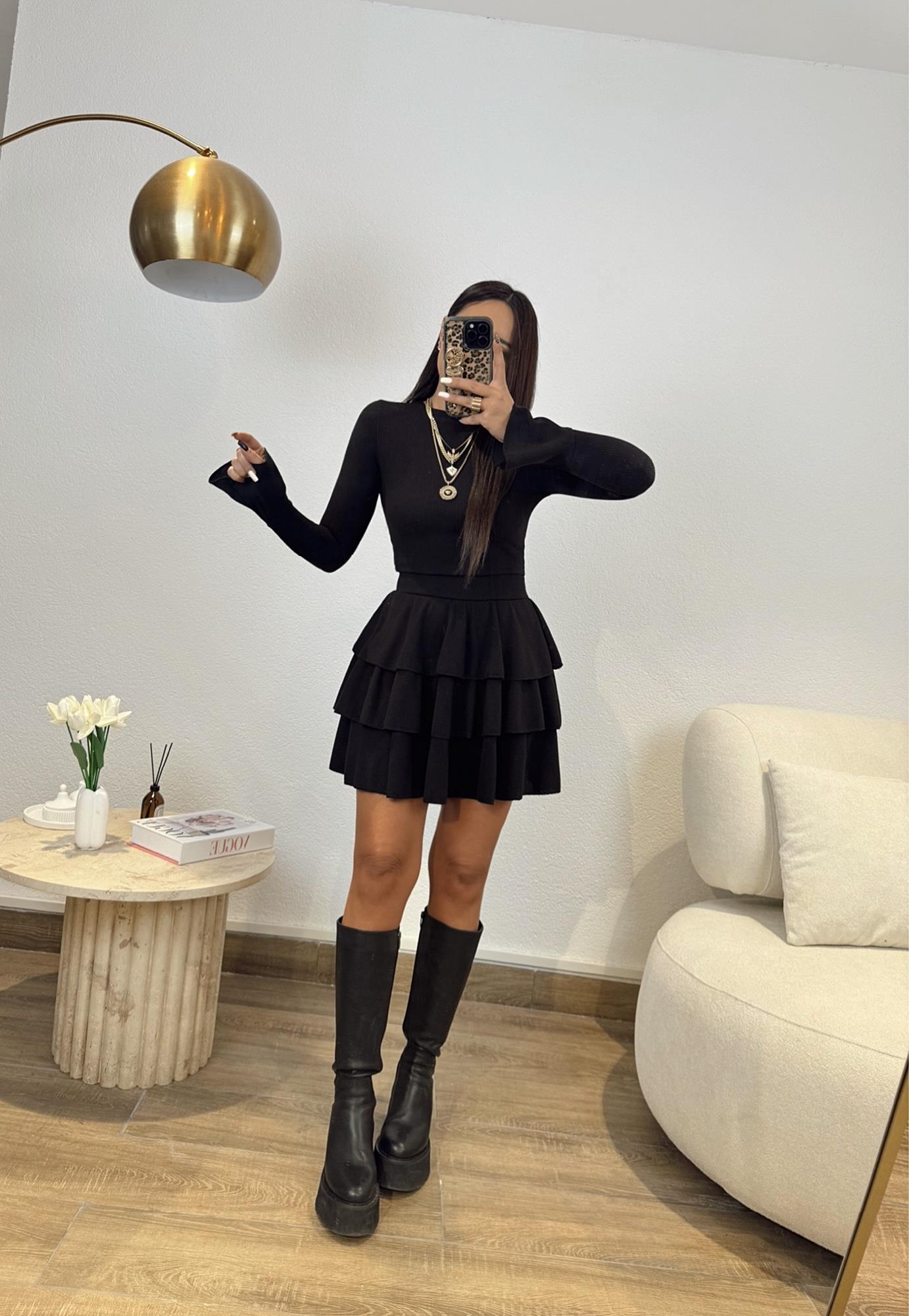 Katlı Etek Crop Takım