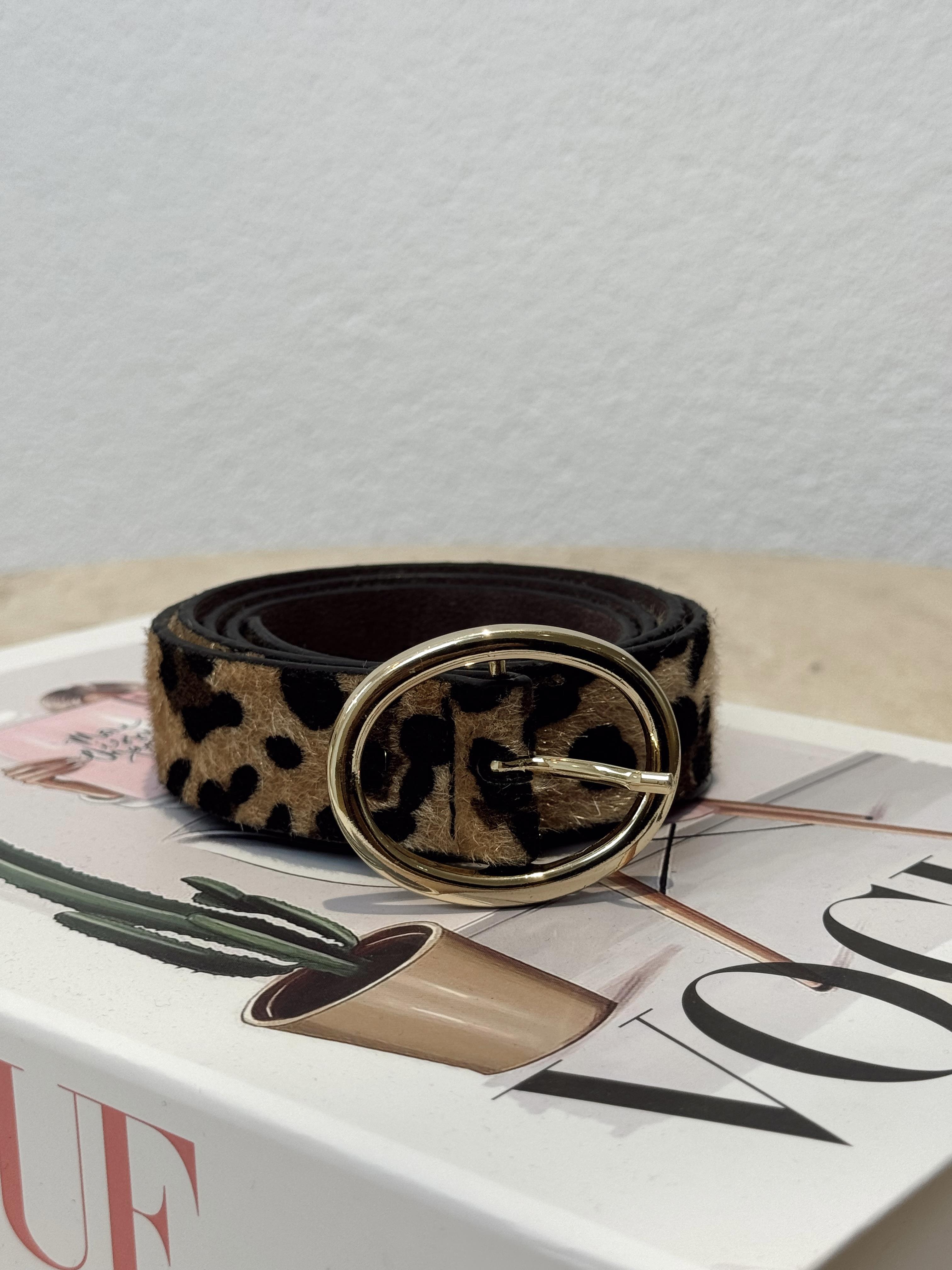 Leopar Desen Gold Tokalı Kemer