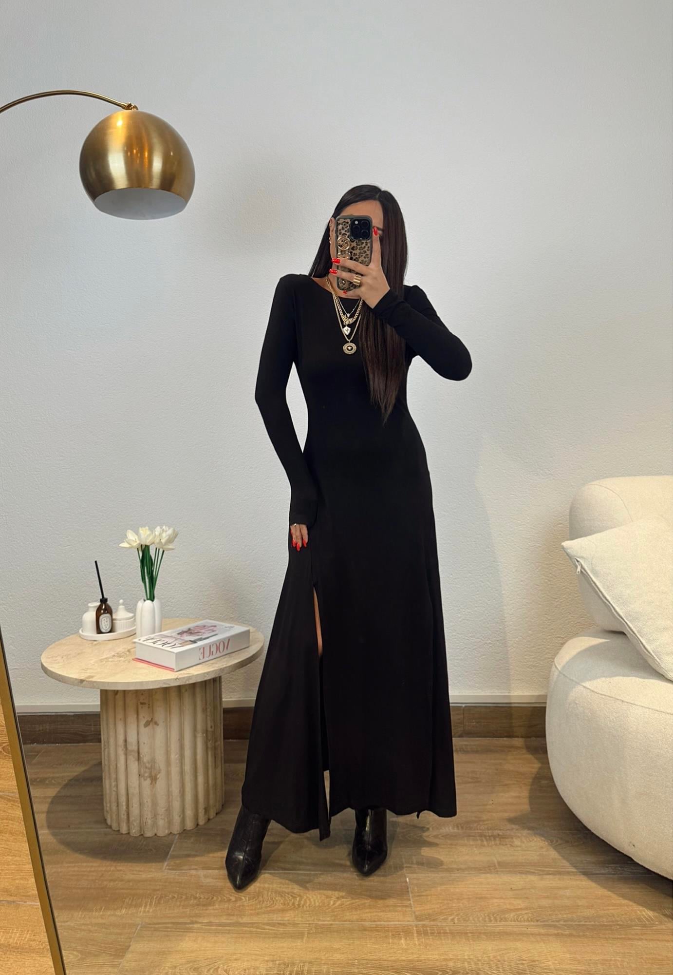 Maxi Parça Yırtmaçlı Pamuklu Elbise