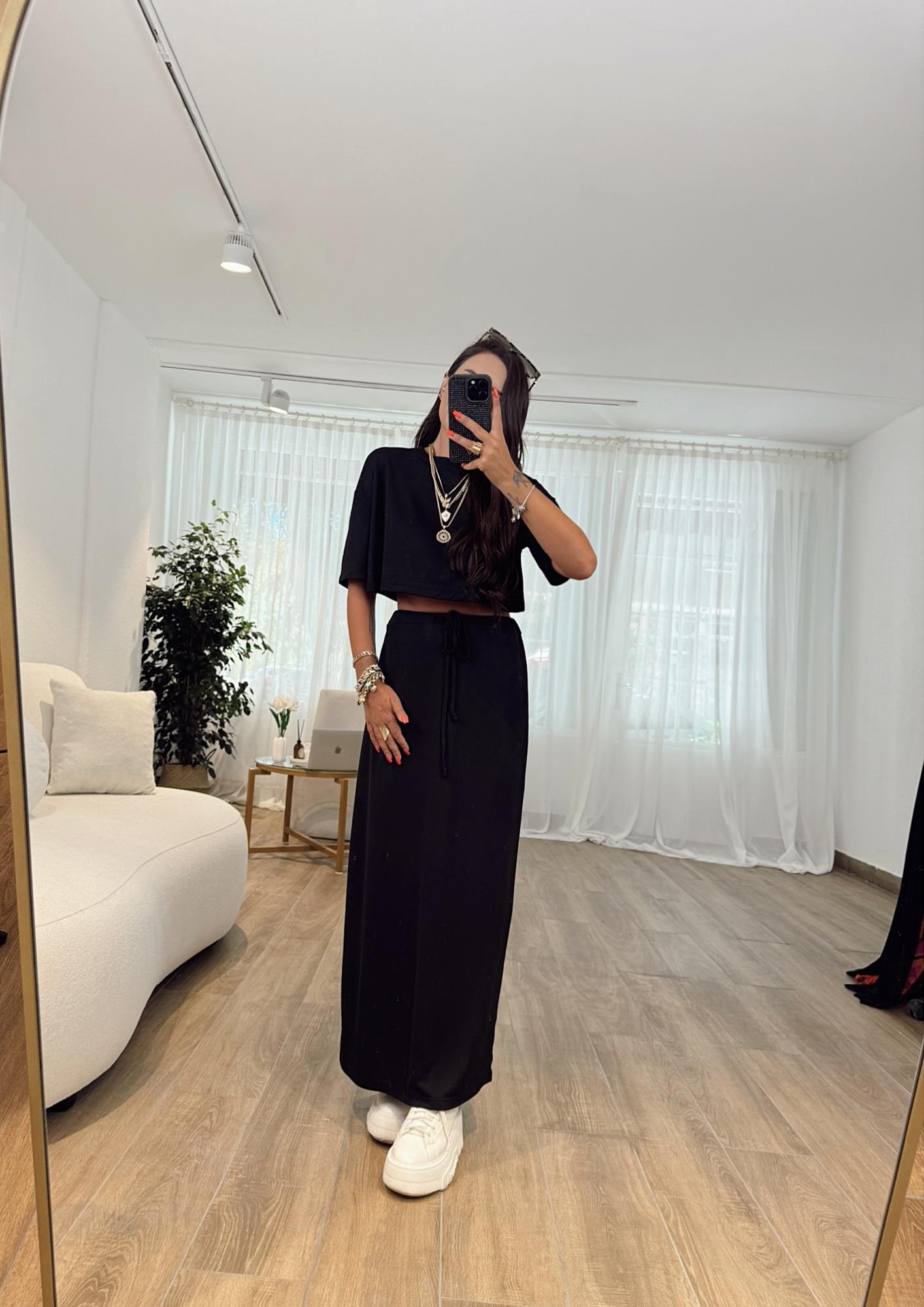O.s.h Doku Crop&Etek Siyah Takım