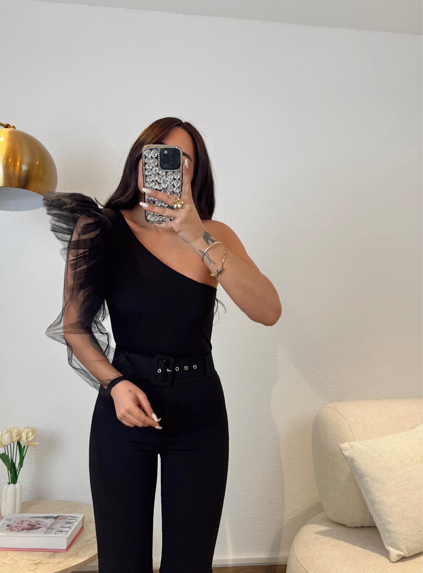 Organze Kol Tek Omuz Bodysuit
