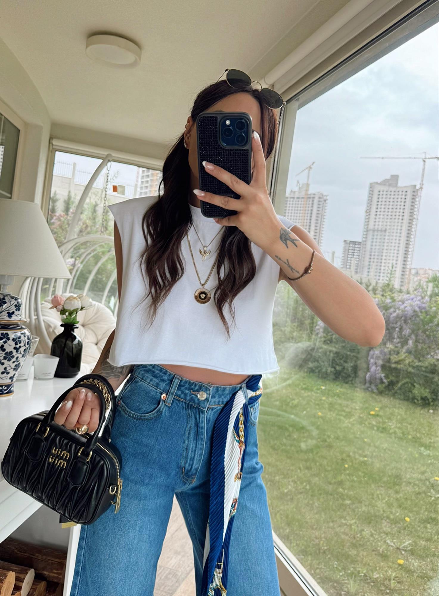 Orijinal Marka Beyaz Crop Tshirt