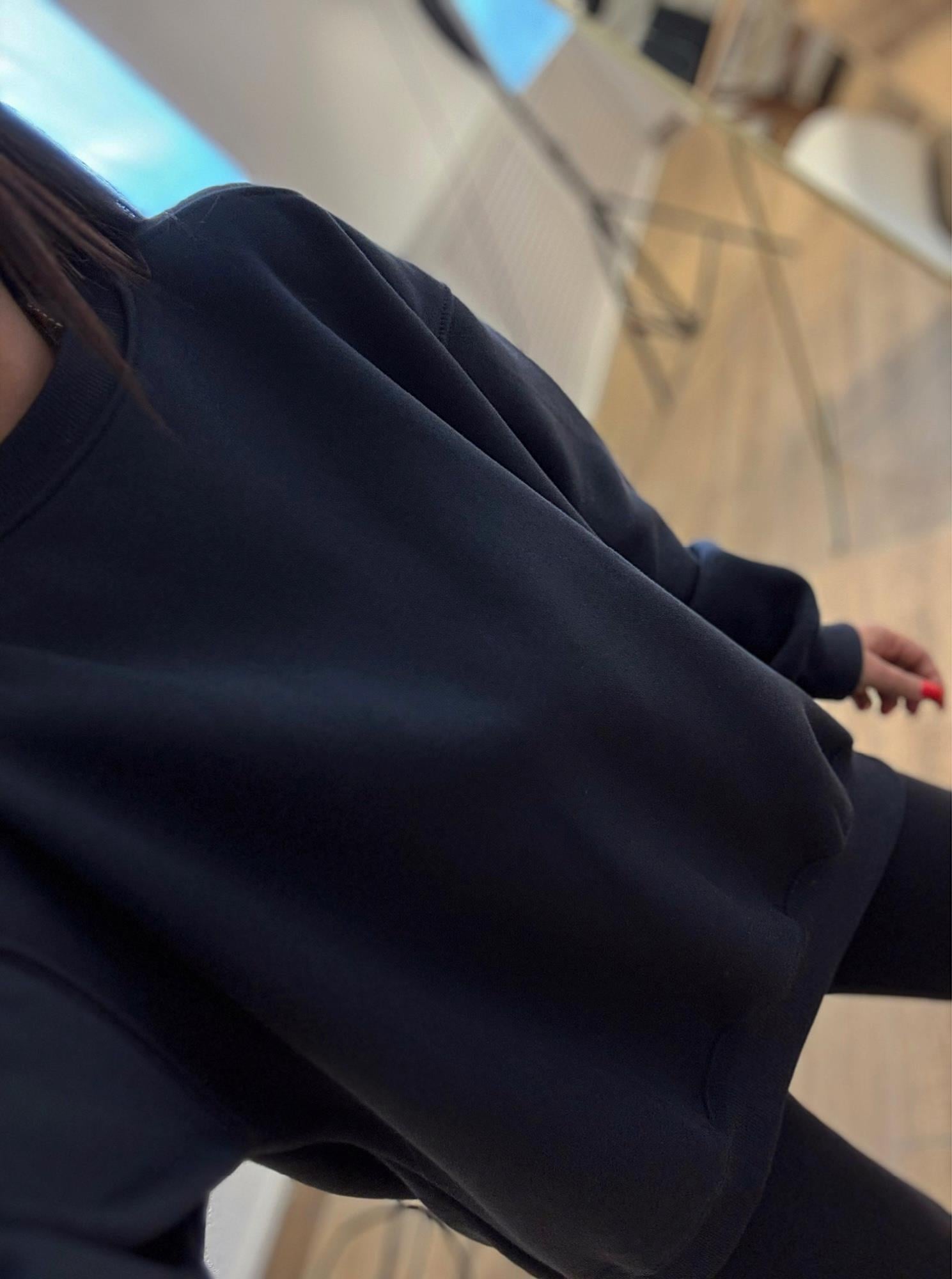 Oversize Şardonlu Basic Antrasit Sweatshirt