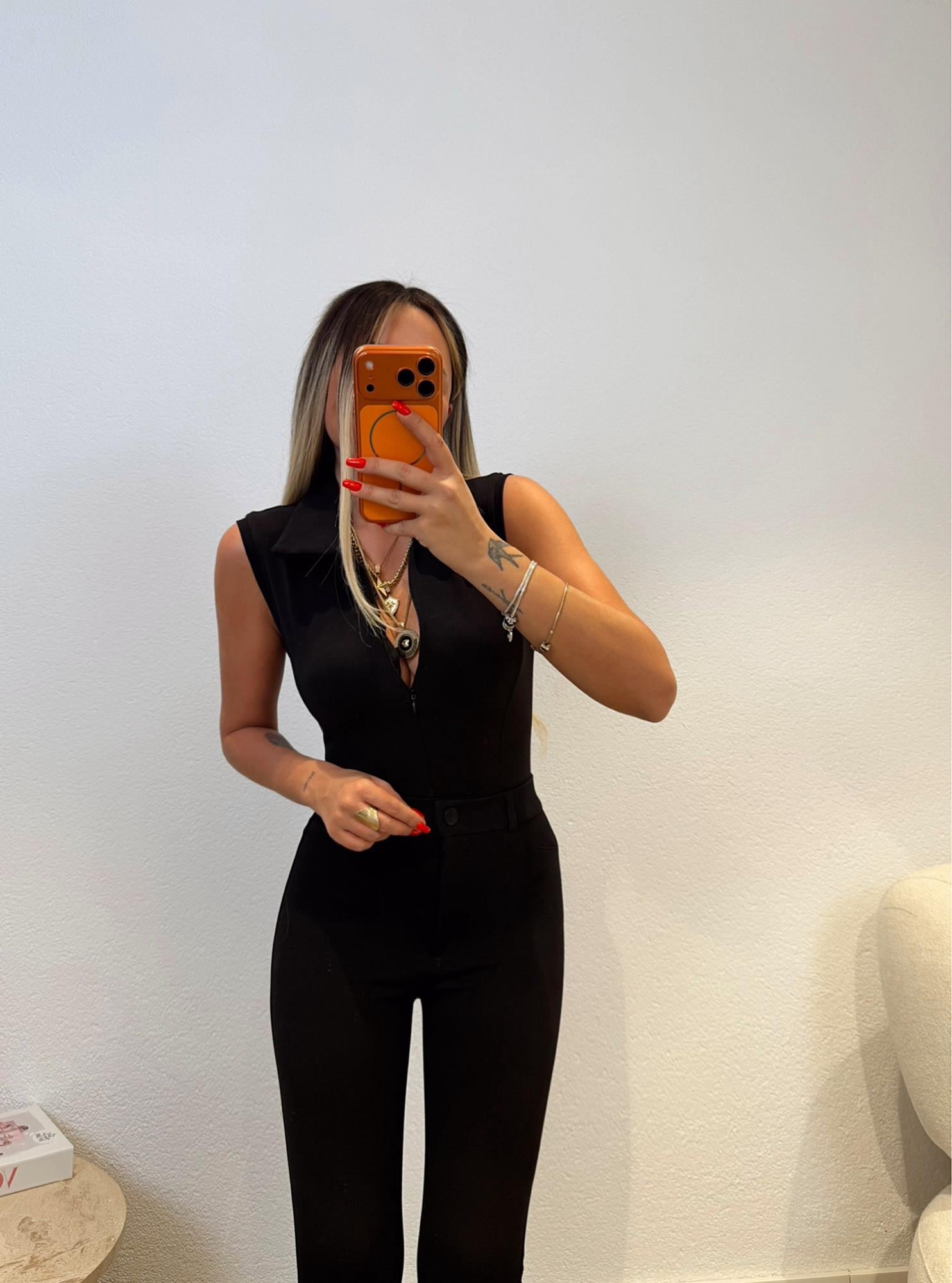 Polo Yaka Fermuarlı Siyah Badi