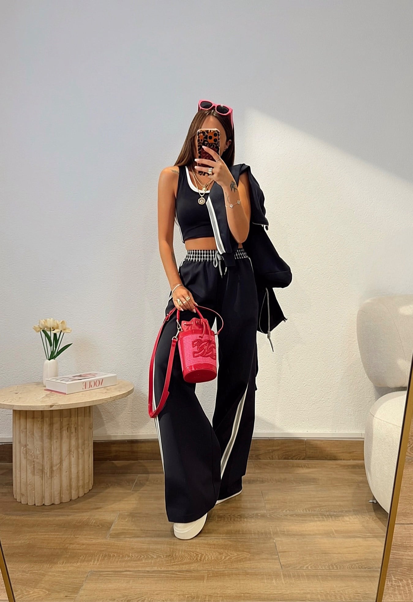 Premium Ekose Detay Şeritli Pantolon