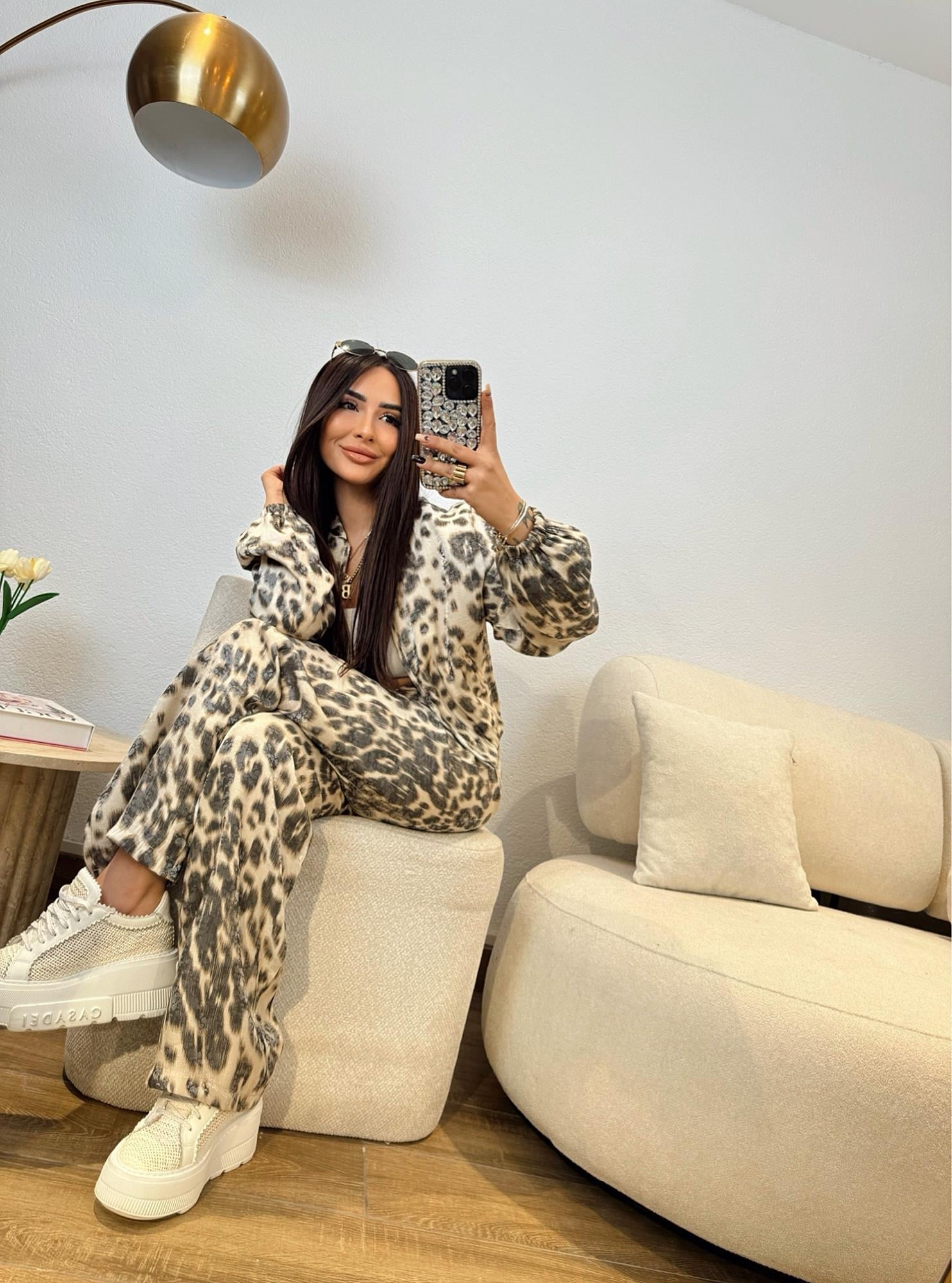 Premium Işıltılı Leopar Bomber