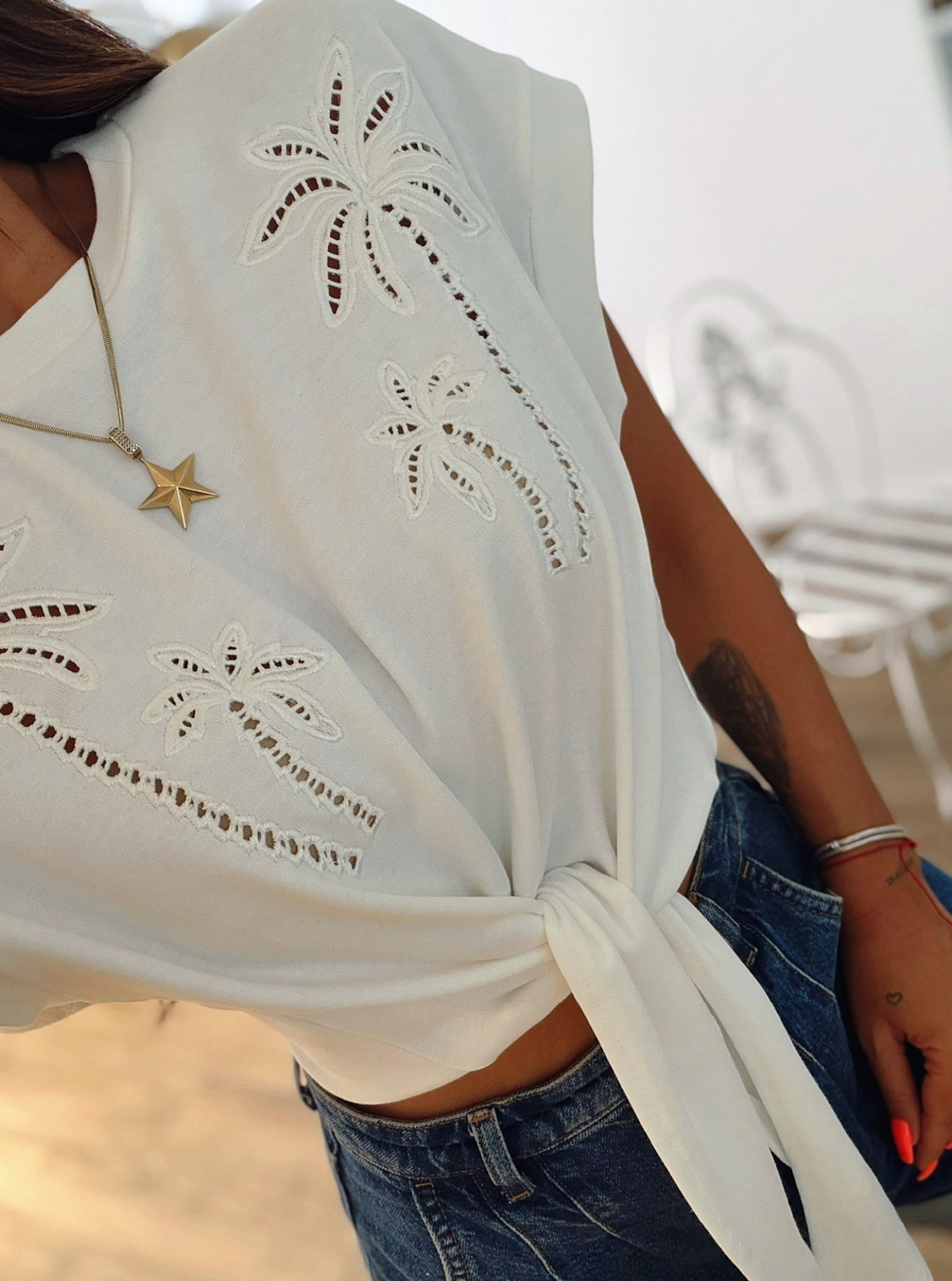 Premium Nakışlı Bağlamalı Tshirt