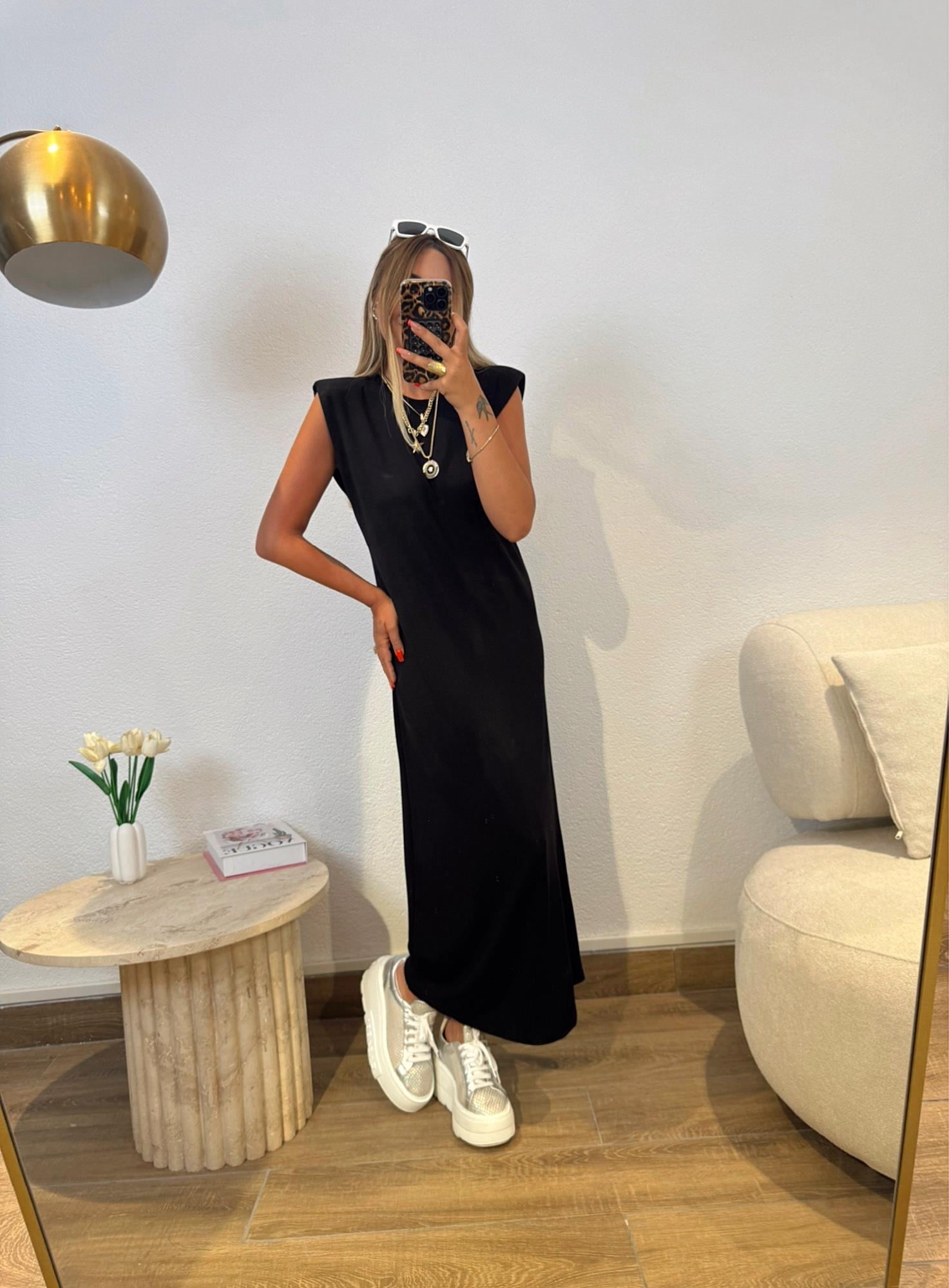 Premium Seri Vatkalı Modal Basic Siyah Elbise