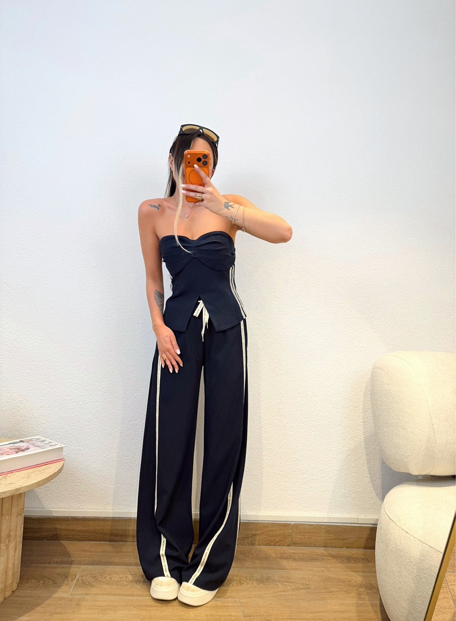 Premium Şeritli Palazzo Pantolon