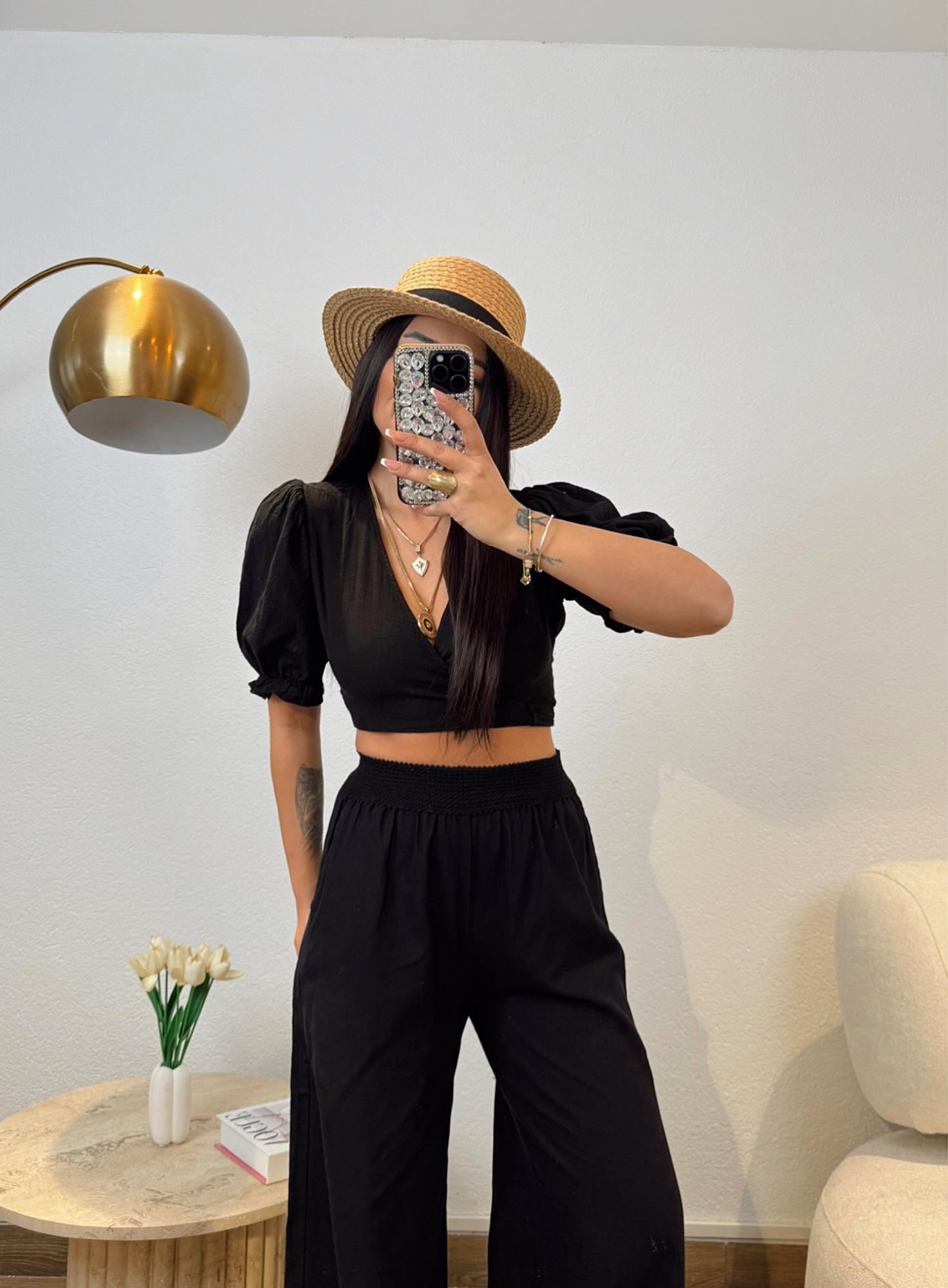 Siyah Keten Crop