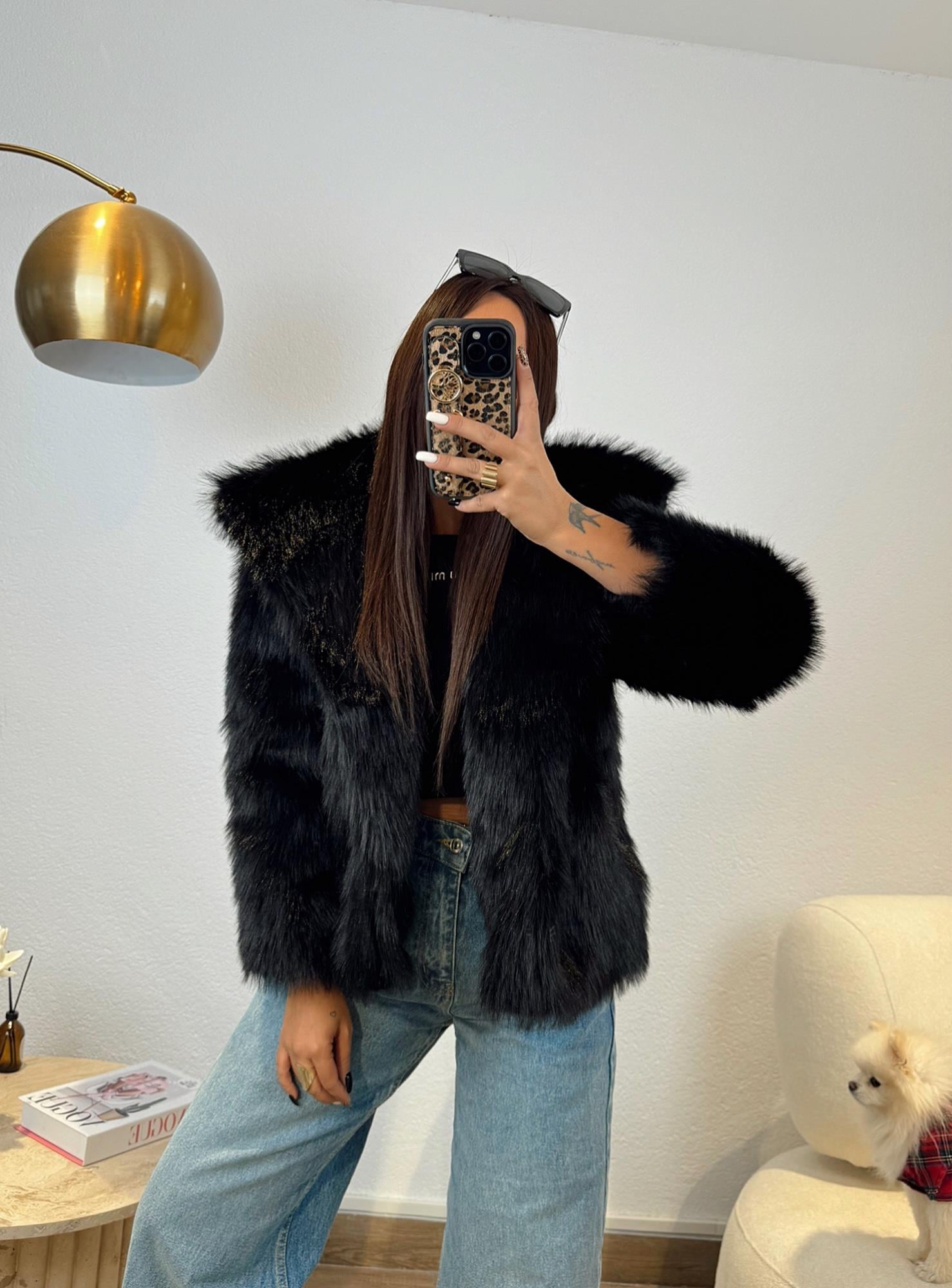 Siyah Premium Suni Kürk Ceket