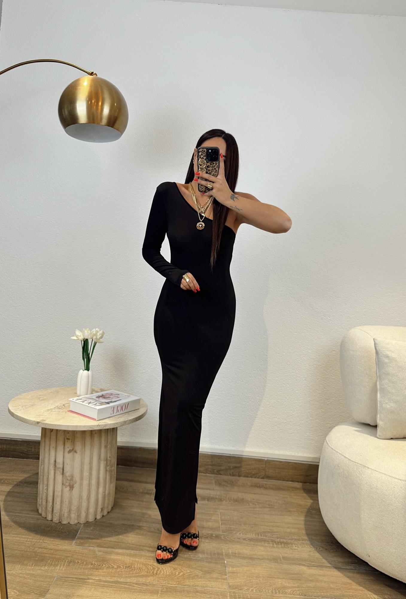Tek Omuz Sandy Maxi Elbise