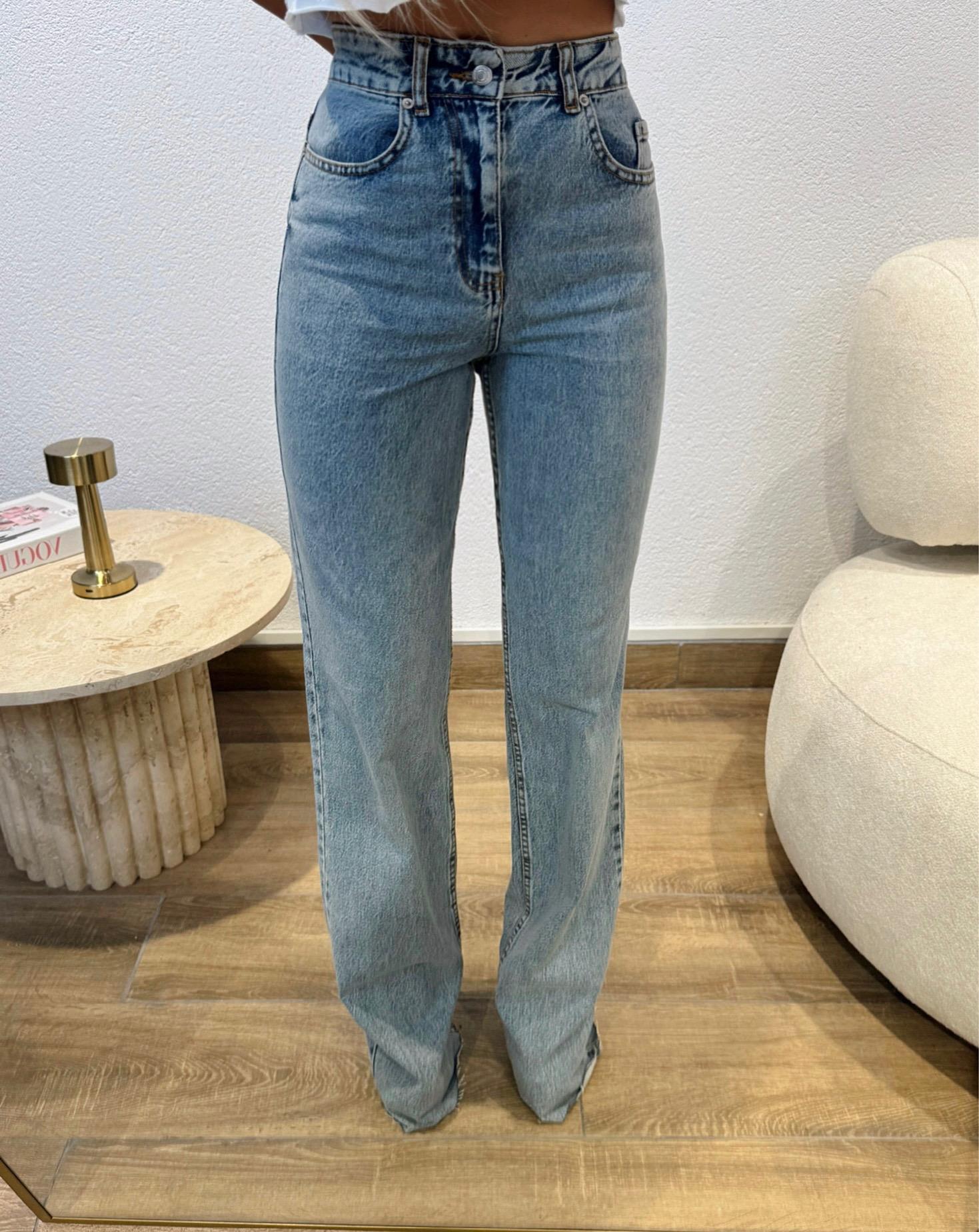 Z.a Paçası Kesik Taşlanmış Mavi Jean