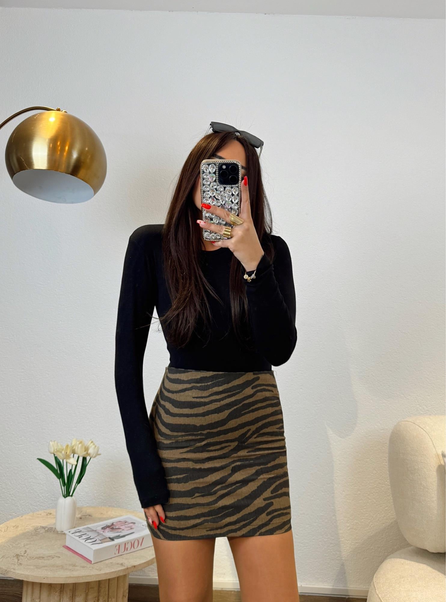 Zebra Desen Mini Etek