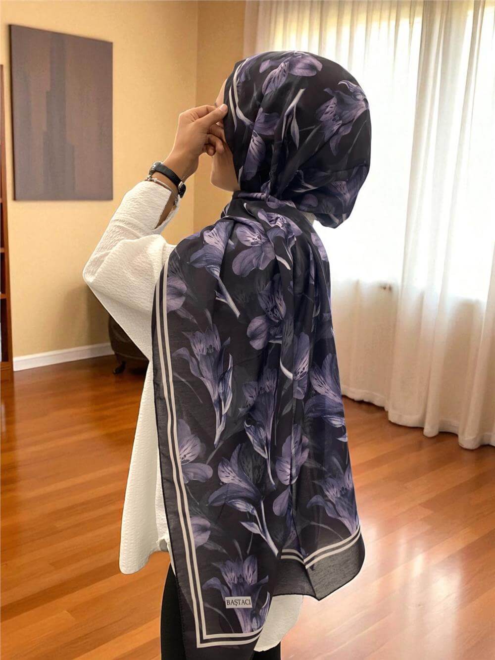 BAŞTACI PAMUK ÇİÇEK LİLA ŞAL