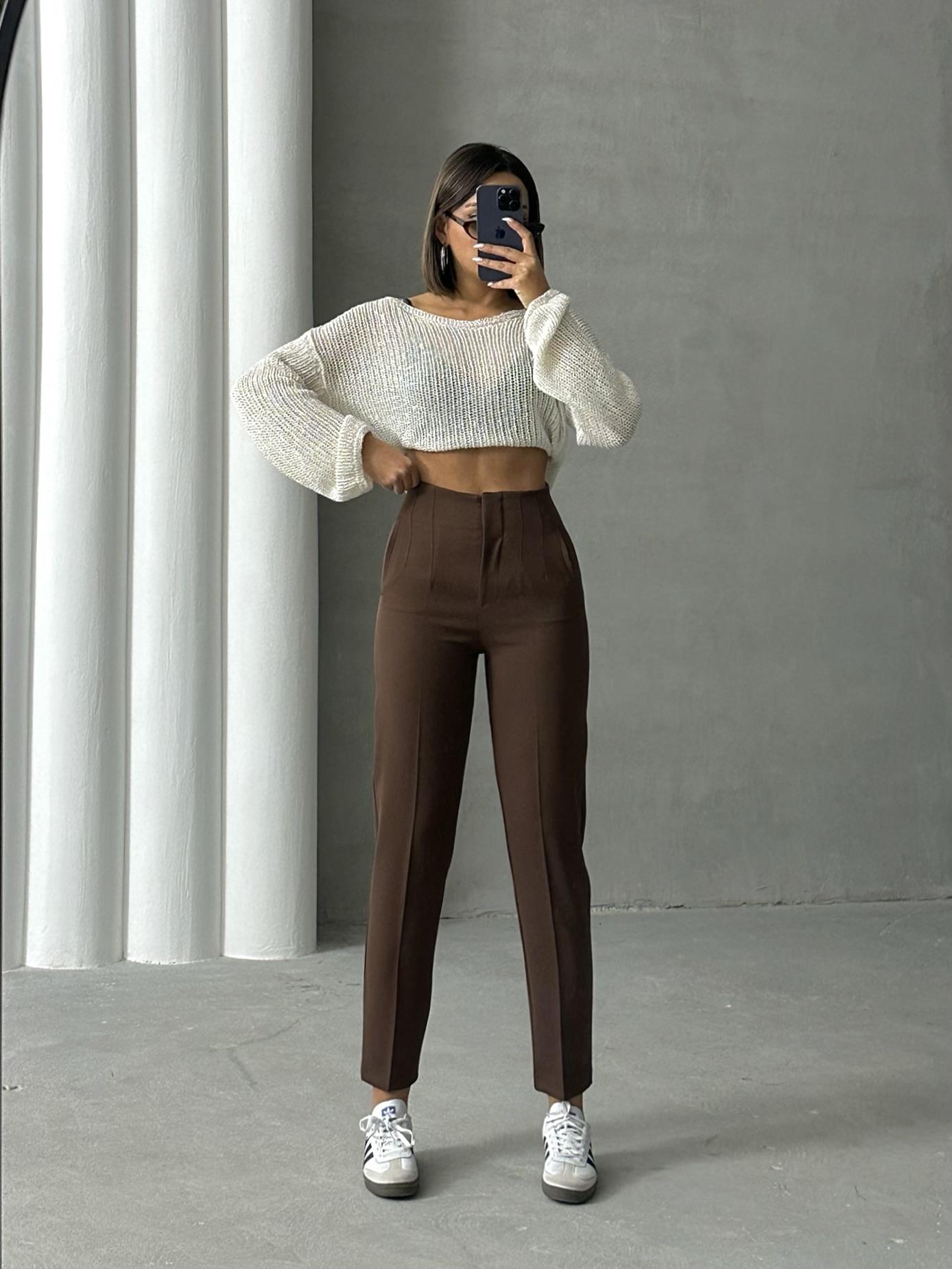 ATLAS KUMAŞ MARKA MUADİLİ FLOTALI PANTOLON KAHVERENGİ