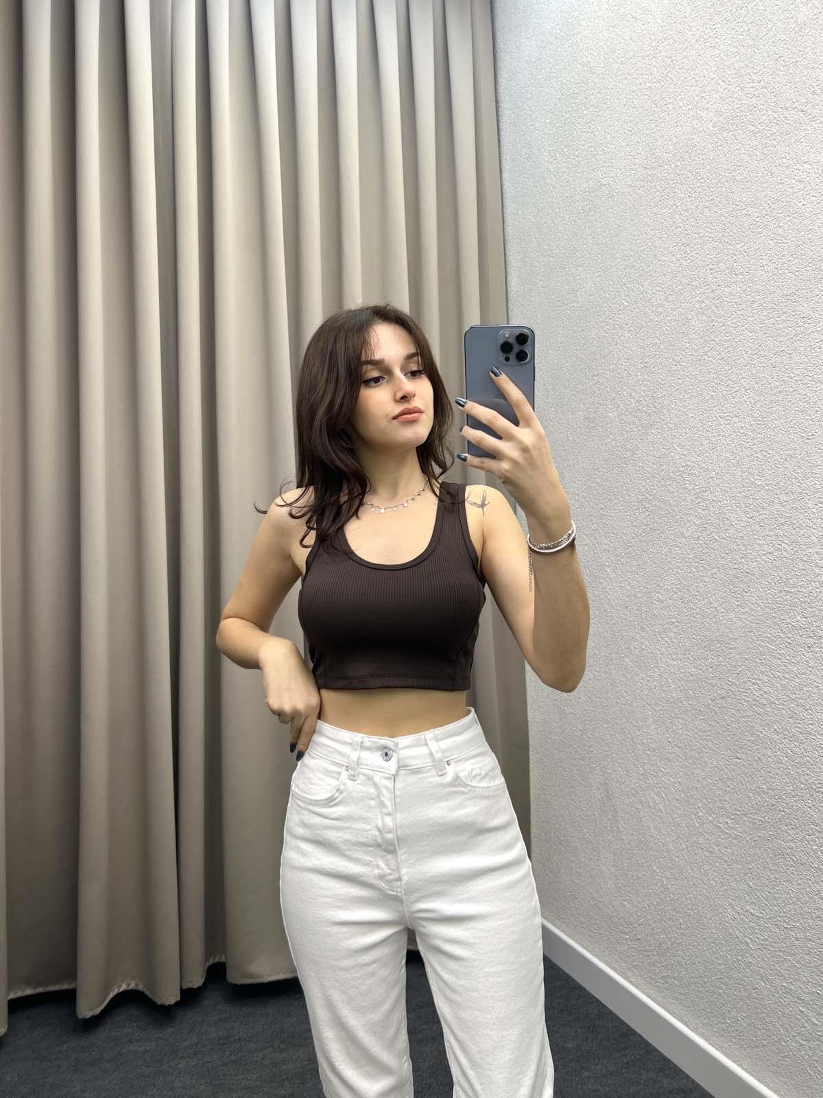 Bello Kahve Fitilli Crop