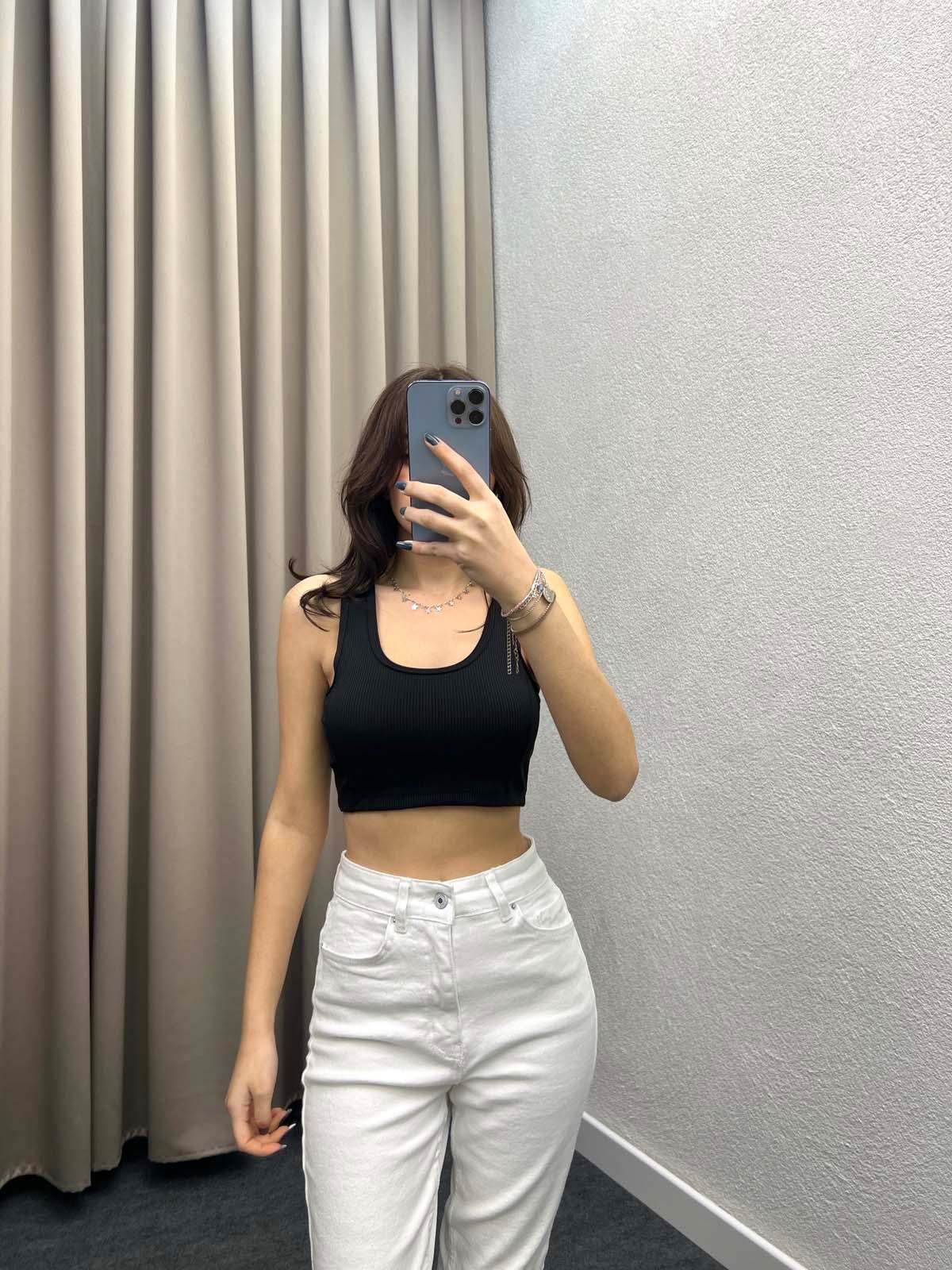 Bello Siyah Fitilli Crop