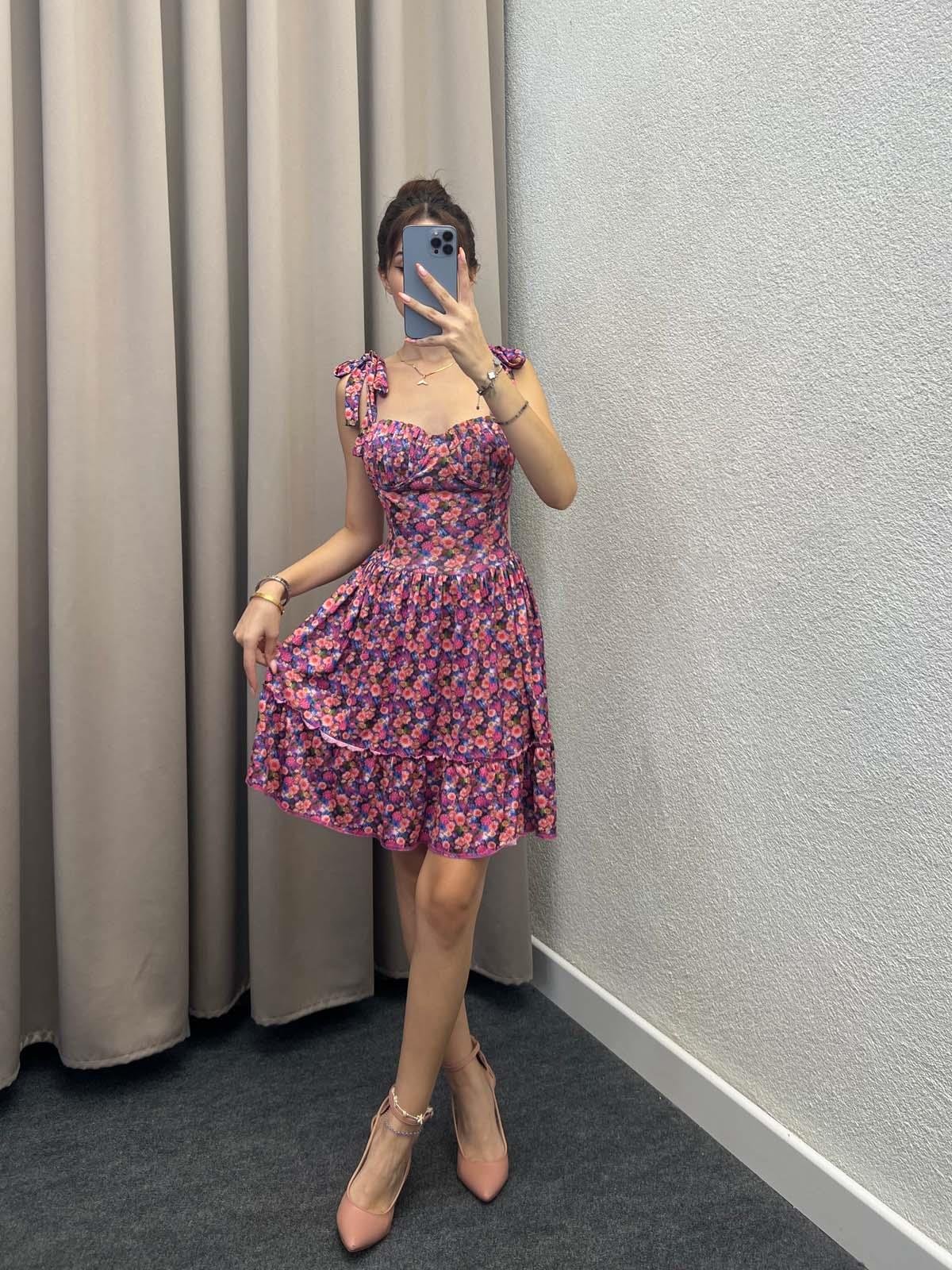 Beoa Dijital Baskılı Pembe Elbise