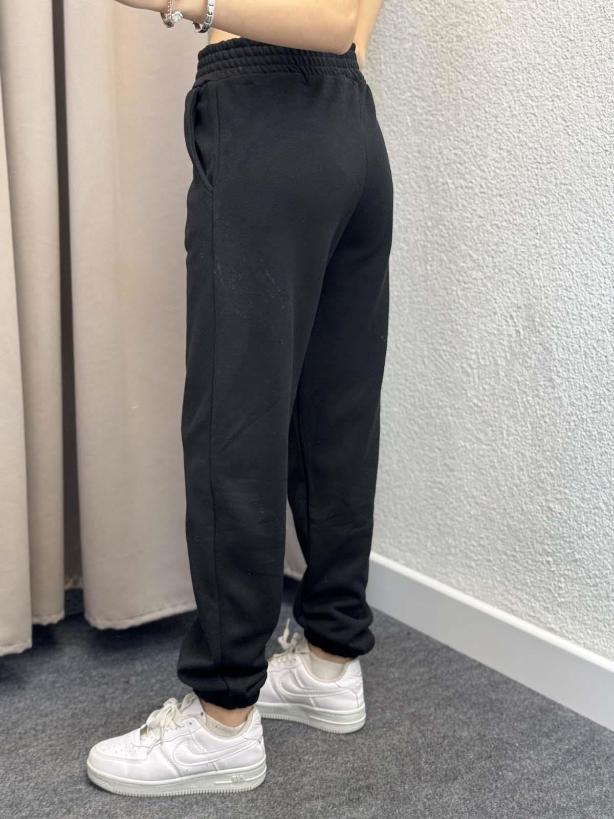 Chester Üç İplik Şardonlu Siyah Jogger