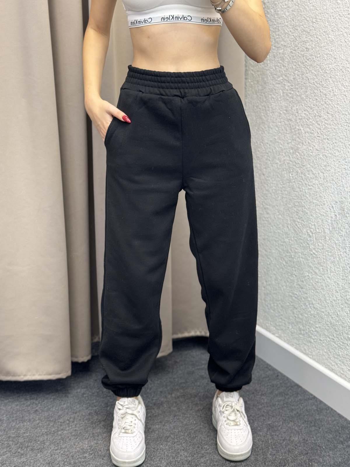 Chester Üç İplik Şardonlu Siyah Jogger