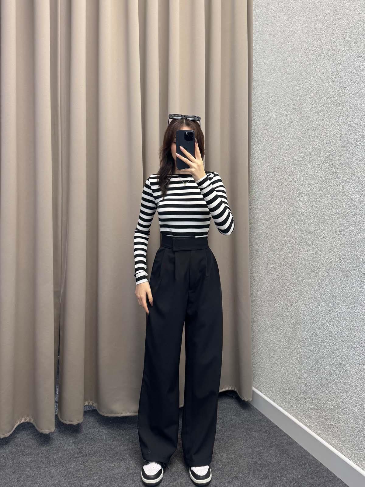 Çizgili Sırt Dekolteli Crop