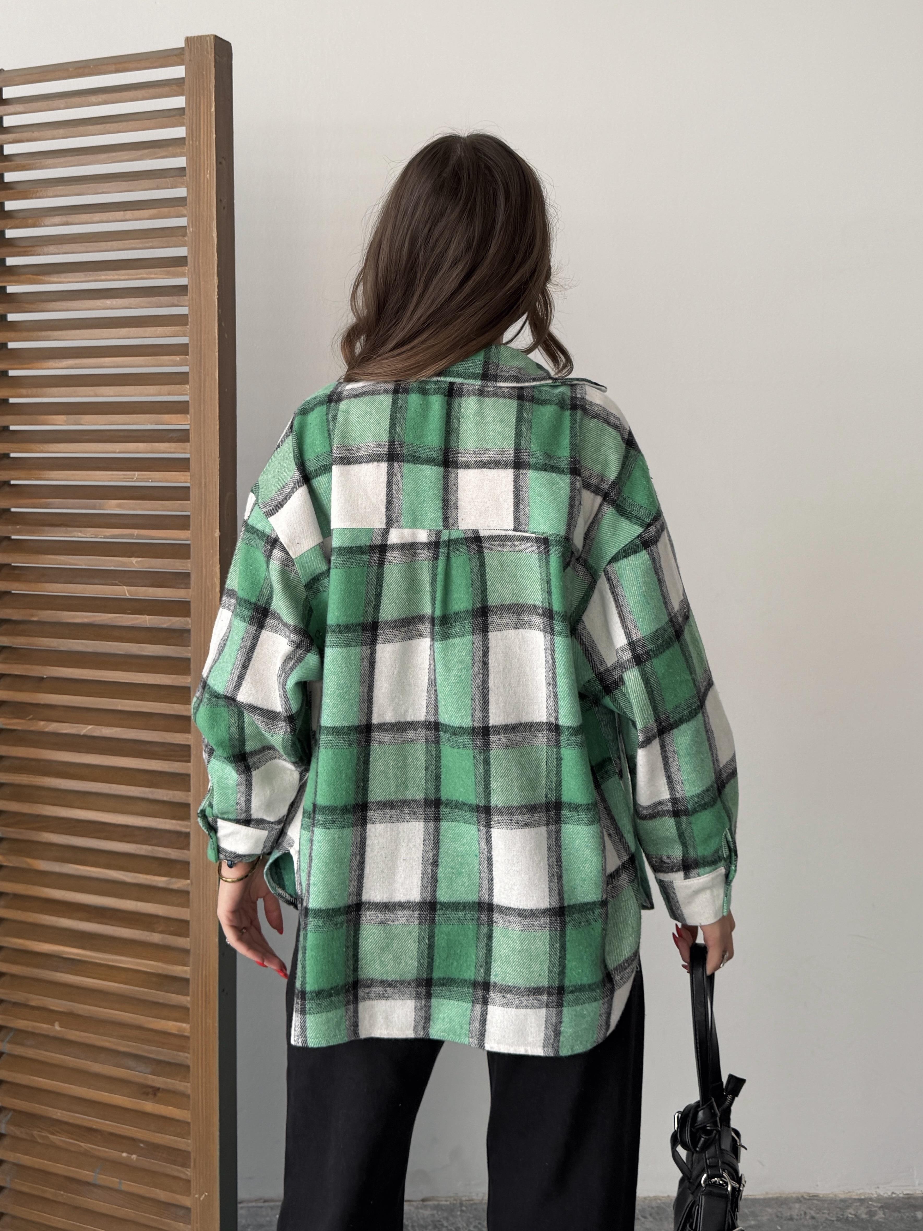 ekose oversize oduncu gömlek yeşil