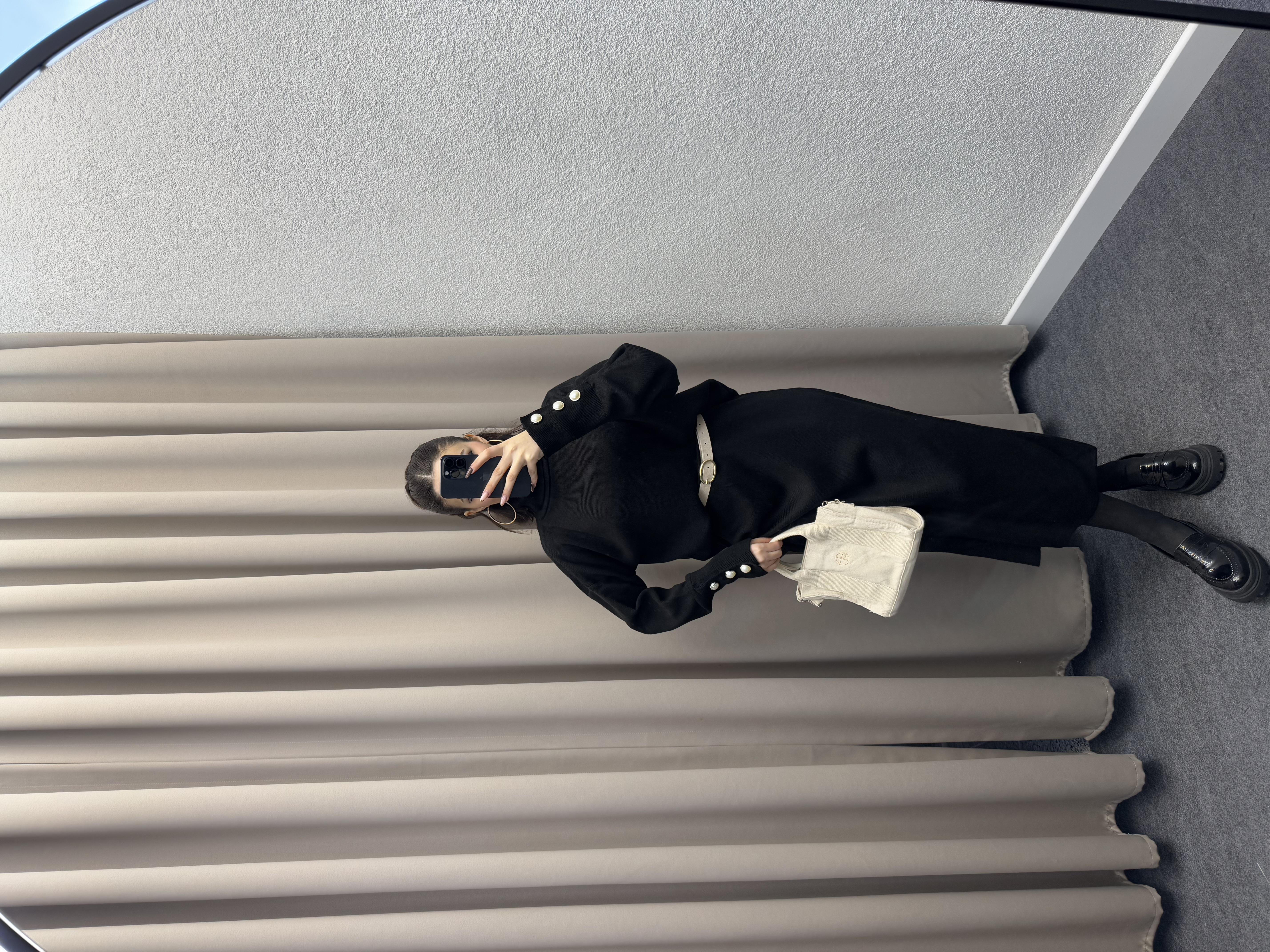 ETEKLİ KOL DÜĞMELİ TRİKO TAKIM SİYAH