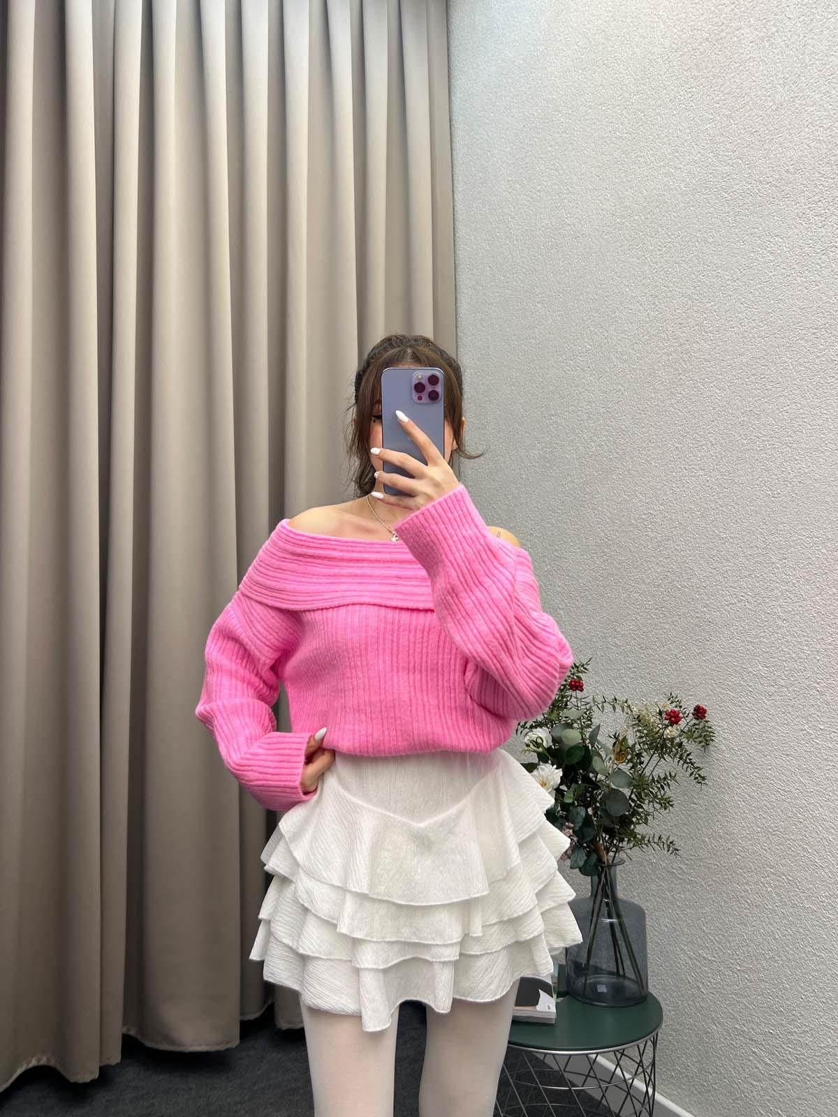 Gravity Pembe Triko Oversize Kazak