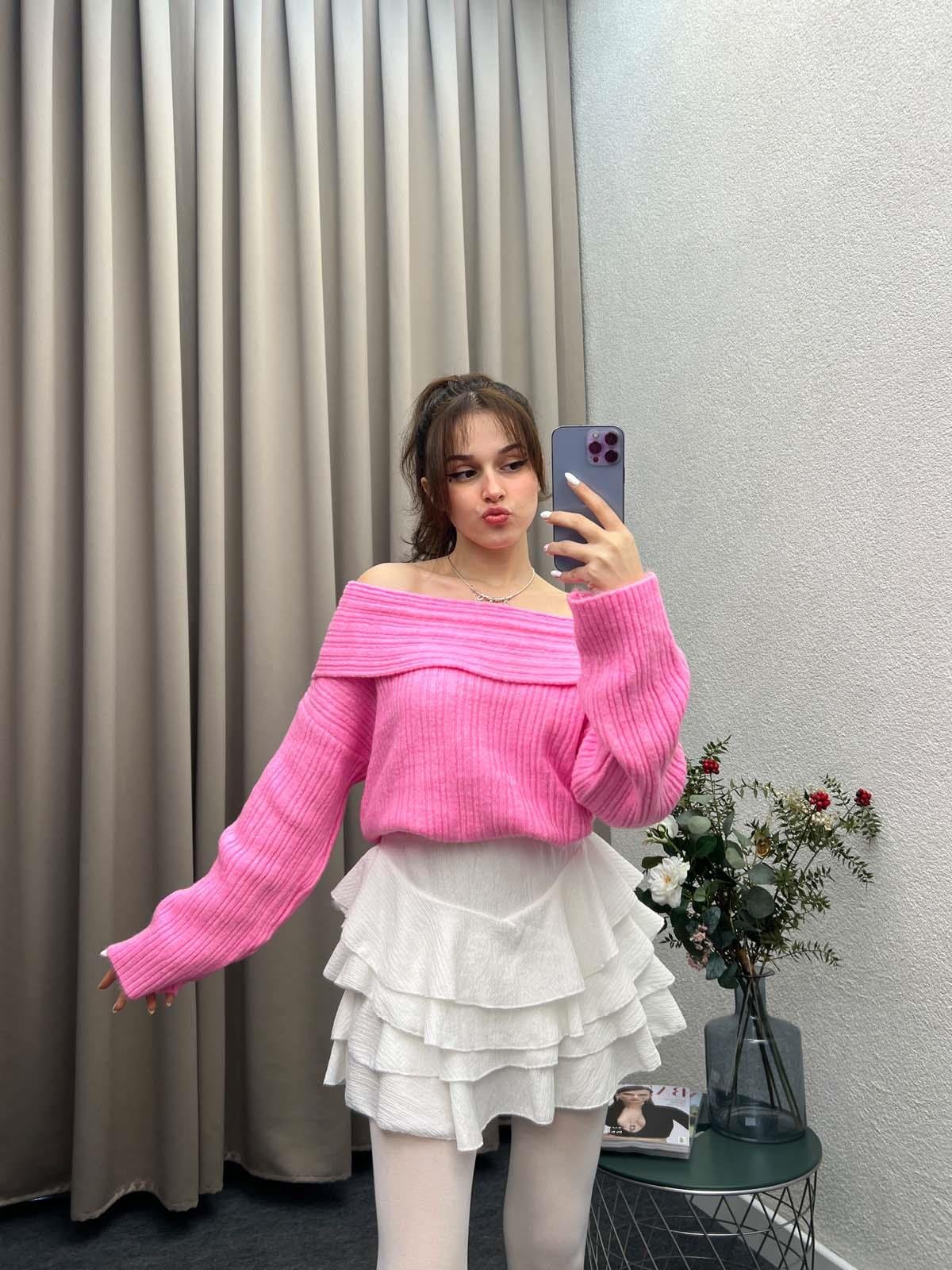 Gravity Pembe Triko Oversize Kazak