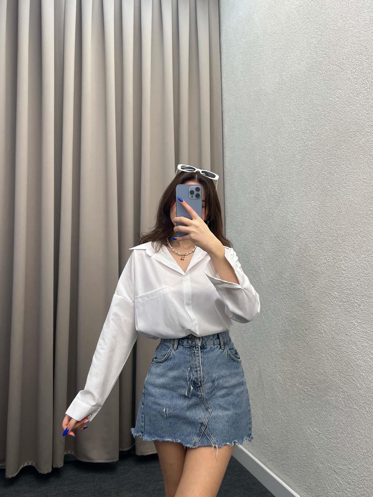 Asterix Dokuma Beyaz Gömlek