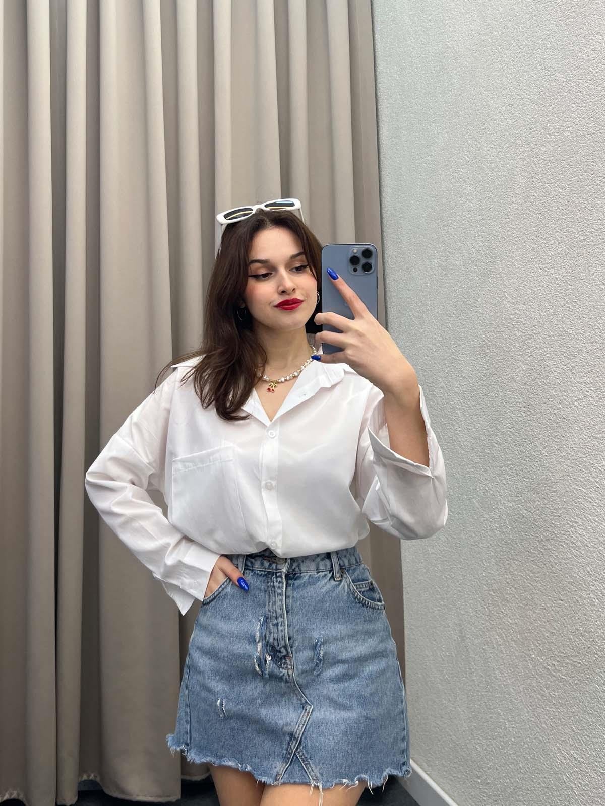 Asterix Dokuma Beyaz Gömlek