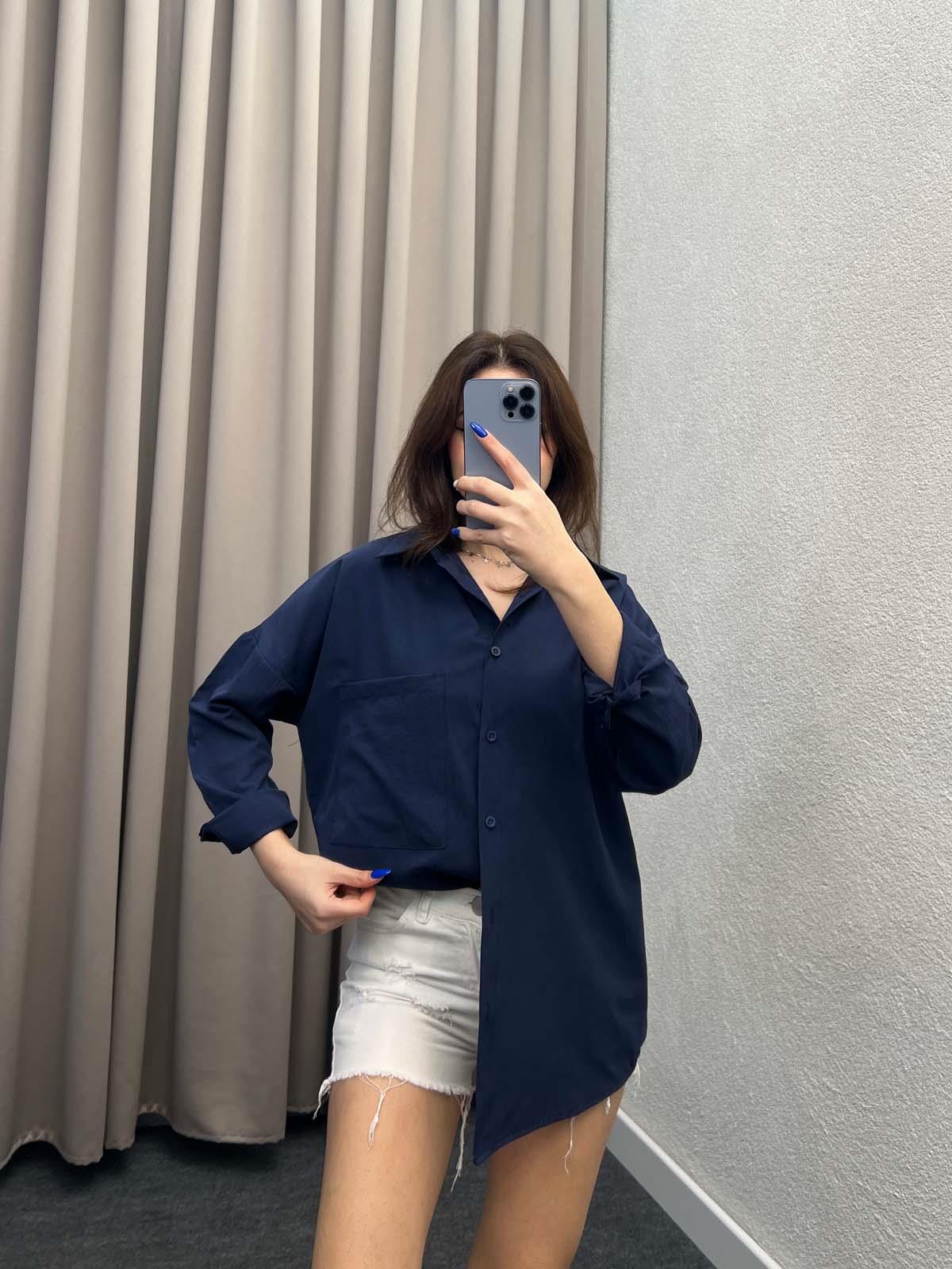 Asterix Dokuma Lacivert Gömlek