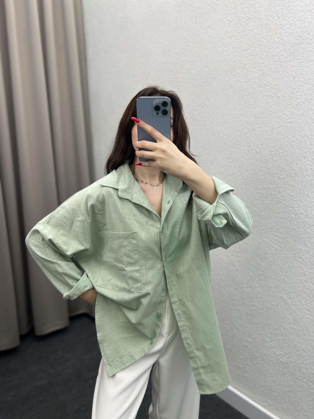 Ham Keten Mint Gömlek