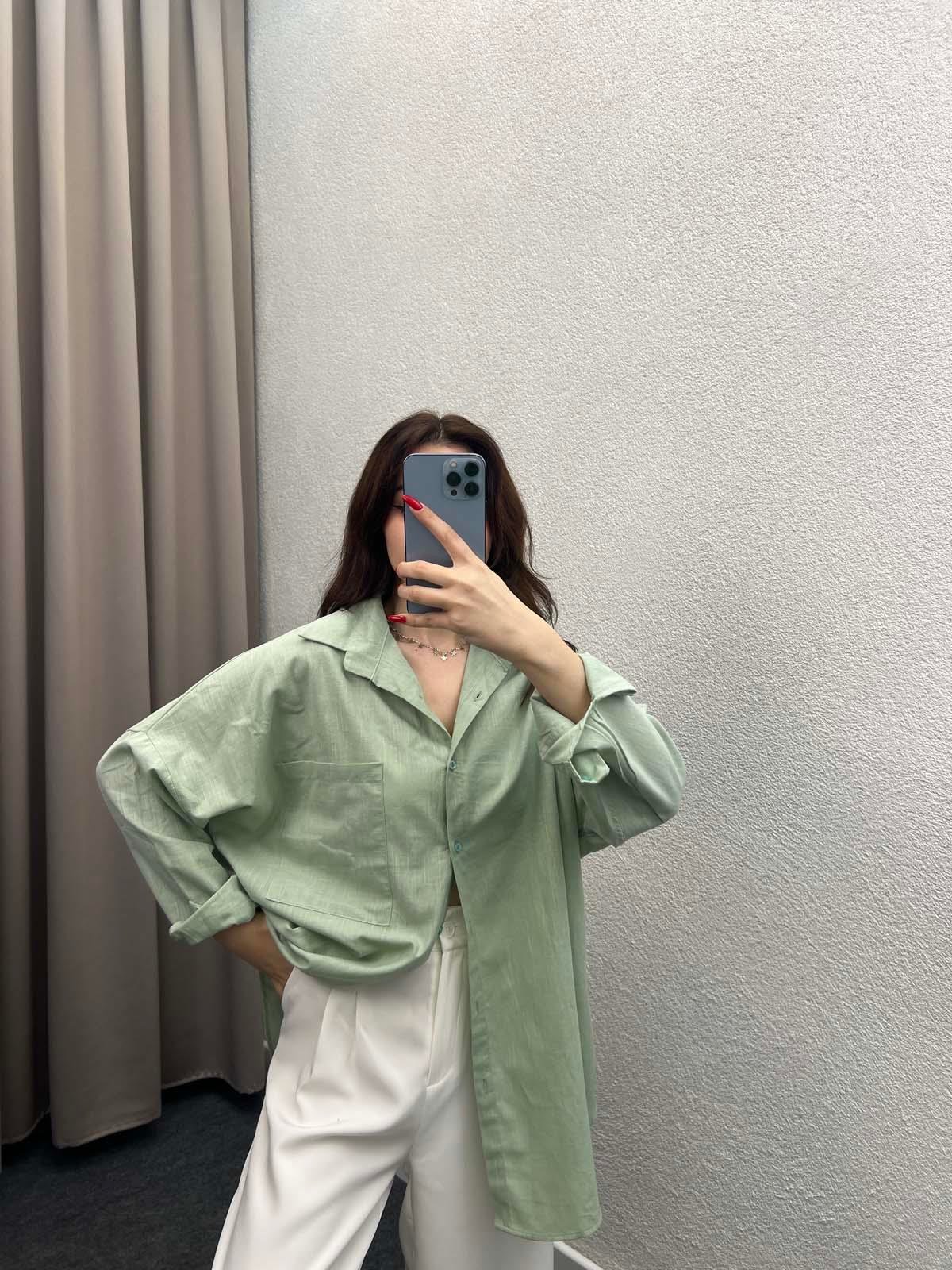 Ham Keten Mint Gömlek