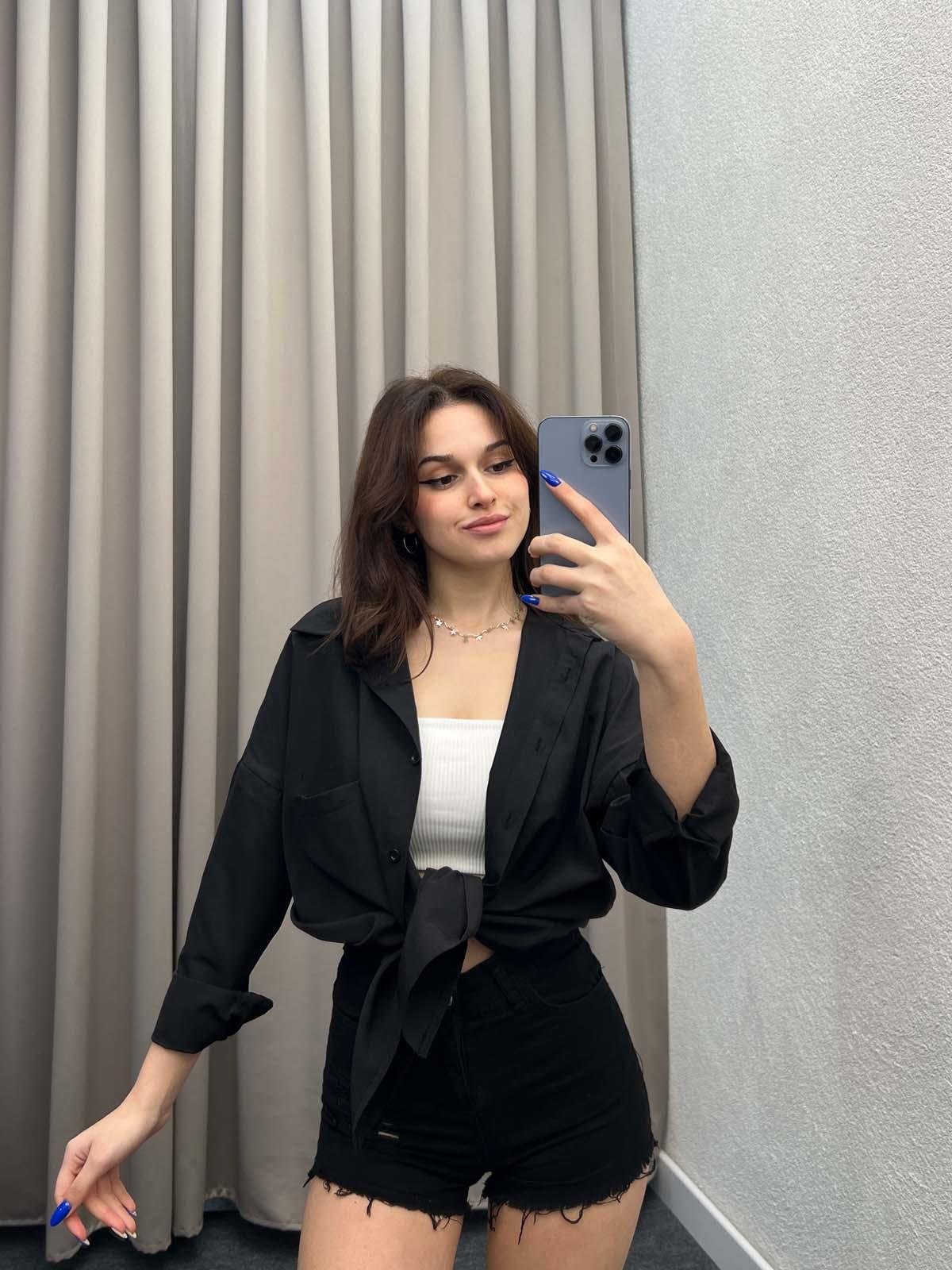 Asterix Dokuma Siyah Gömlek