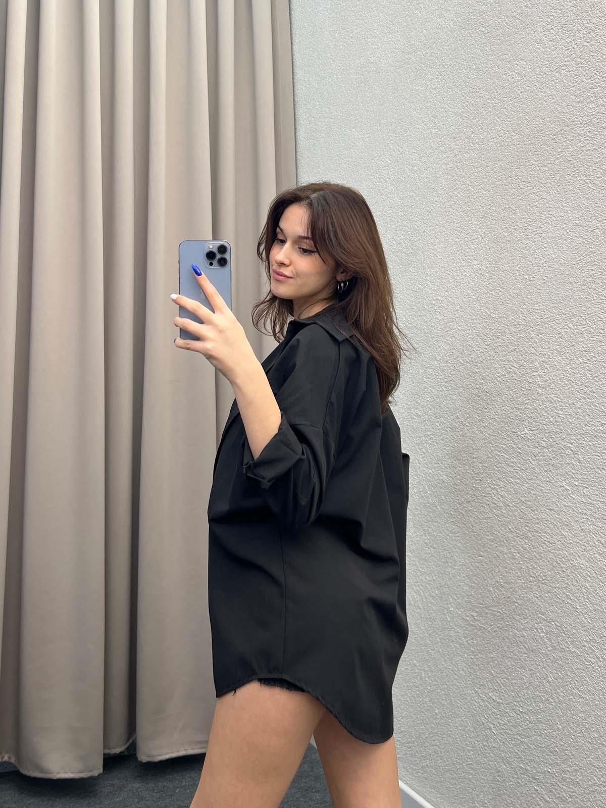 Asterix Dokuma Siyah Gömlek