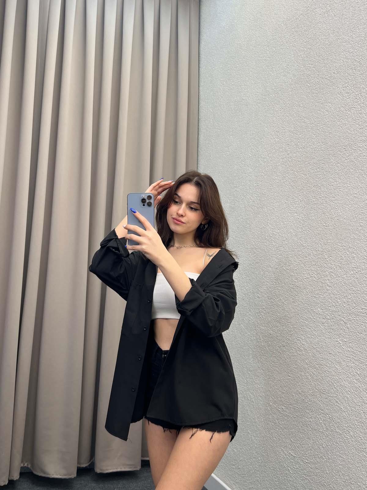 Asterix Dokuma Siyah Gömlek