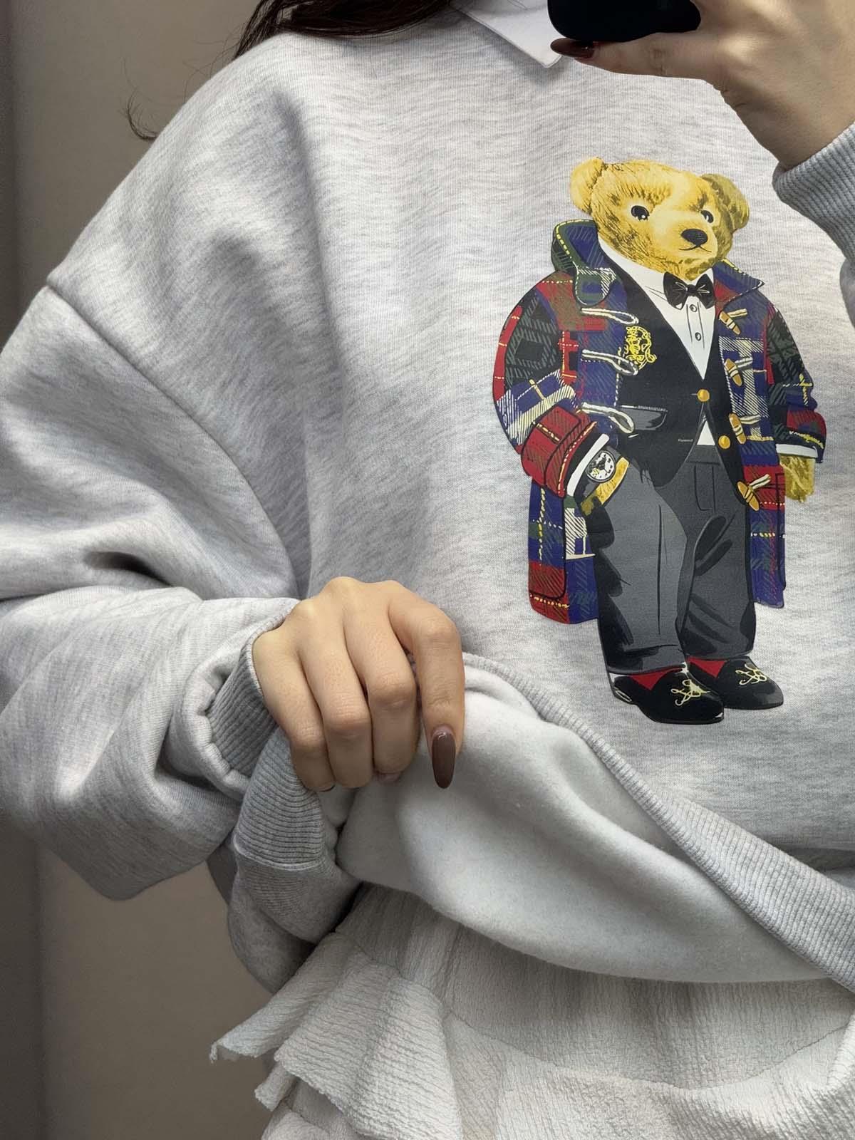 Hariba Ayıcık Basklılı Karmelanj Sweatshirt