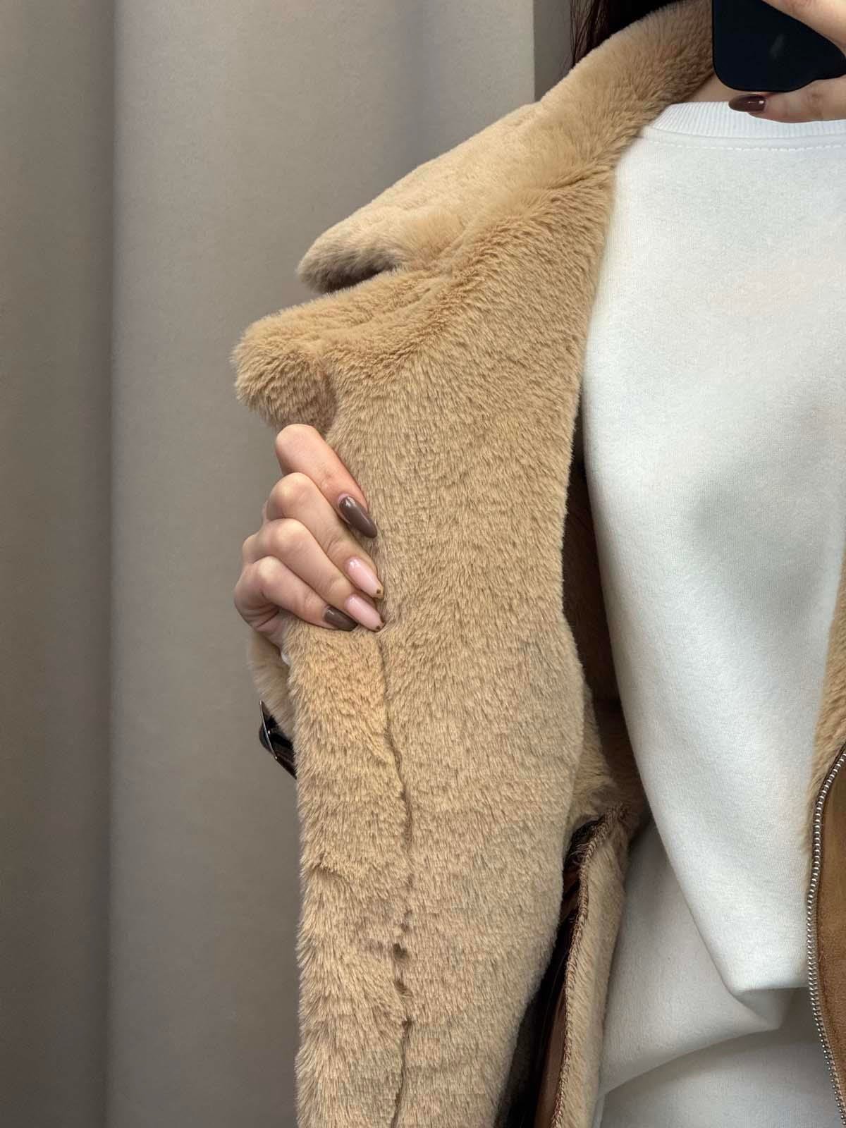 Lares Uzun Kahve Süet Ceket