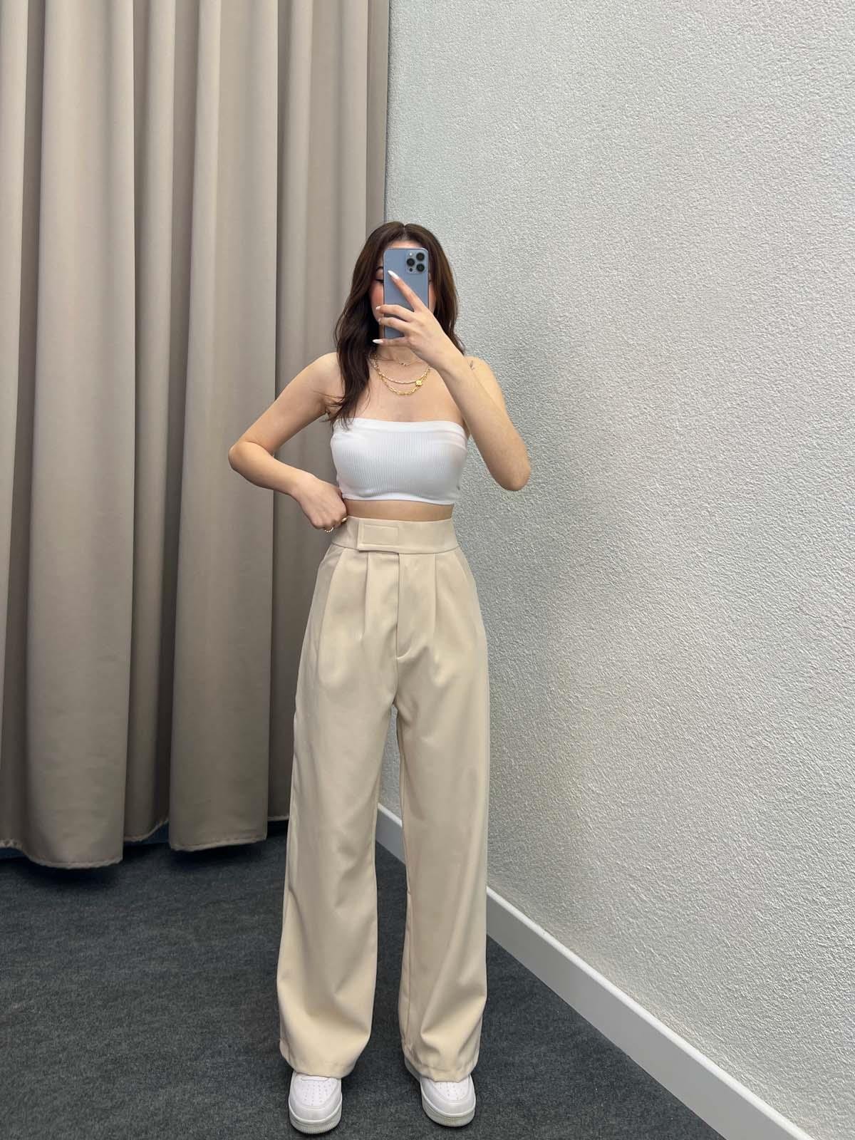 Las Vegas Cırt Kapamalı Bej Palazzo Pantolon