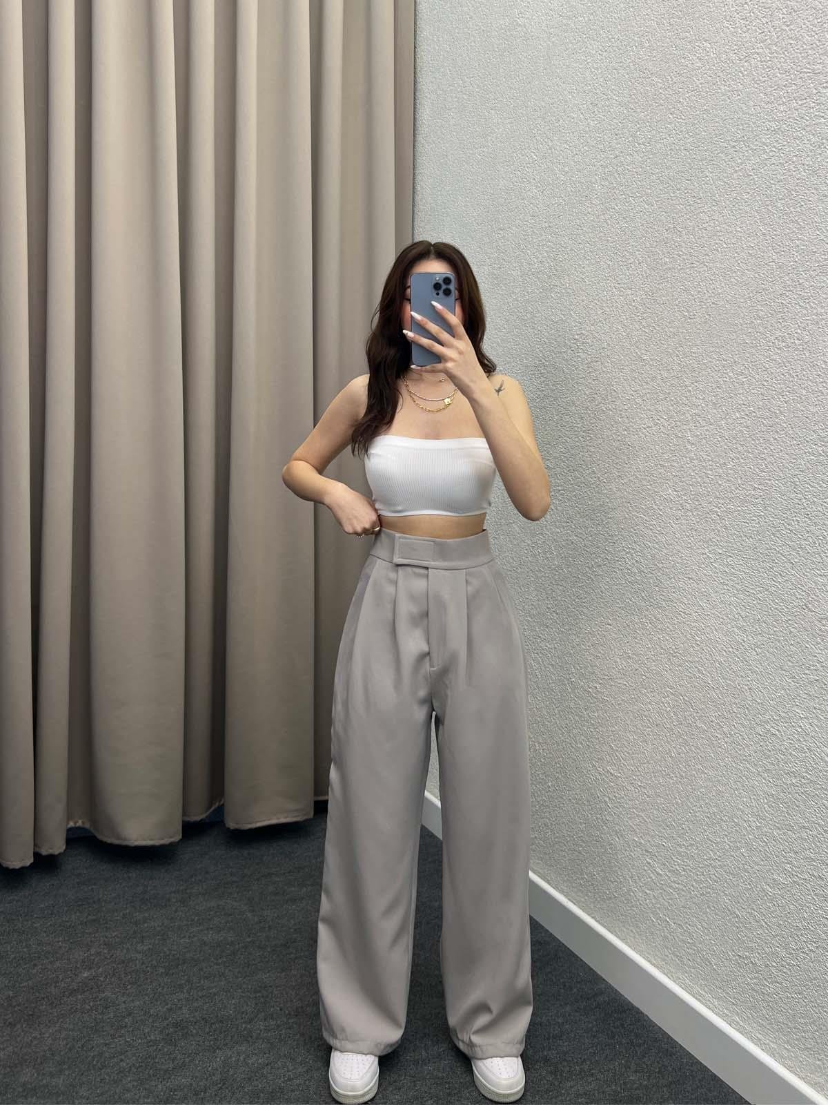 Las Vegas Cırt Kapamalı Gri Palazzo Pantolon