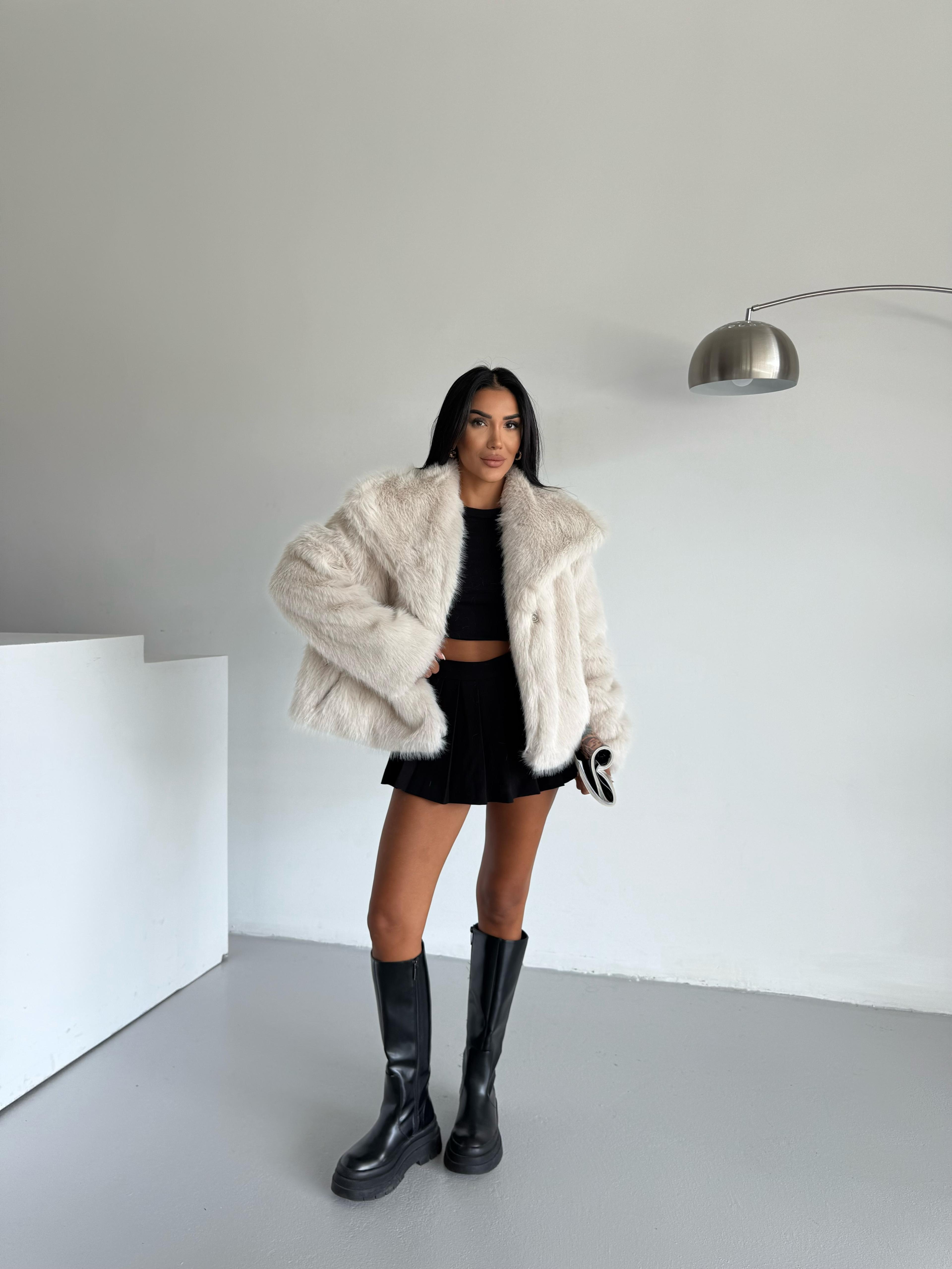 LOLİTA ŞALYAKA OVERSİZE KALIP  KÜRK BEJ