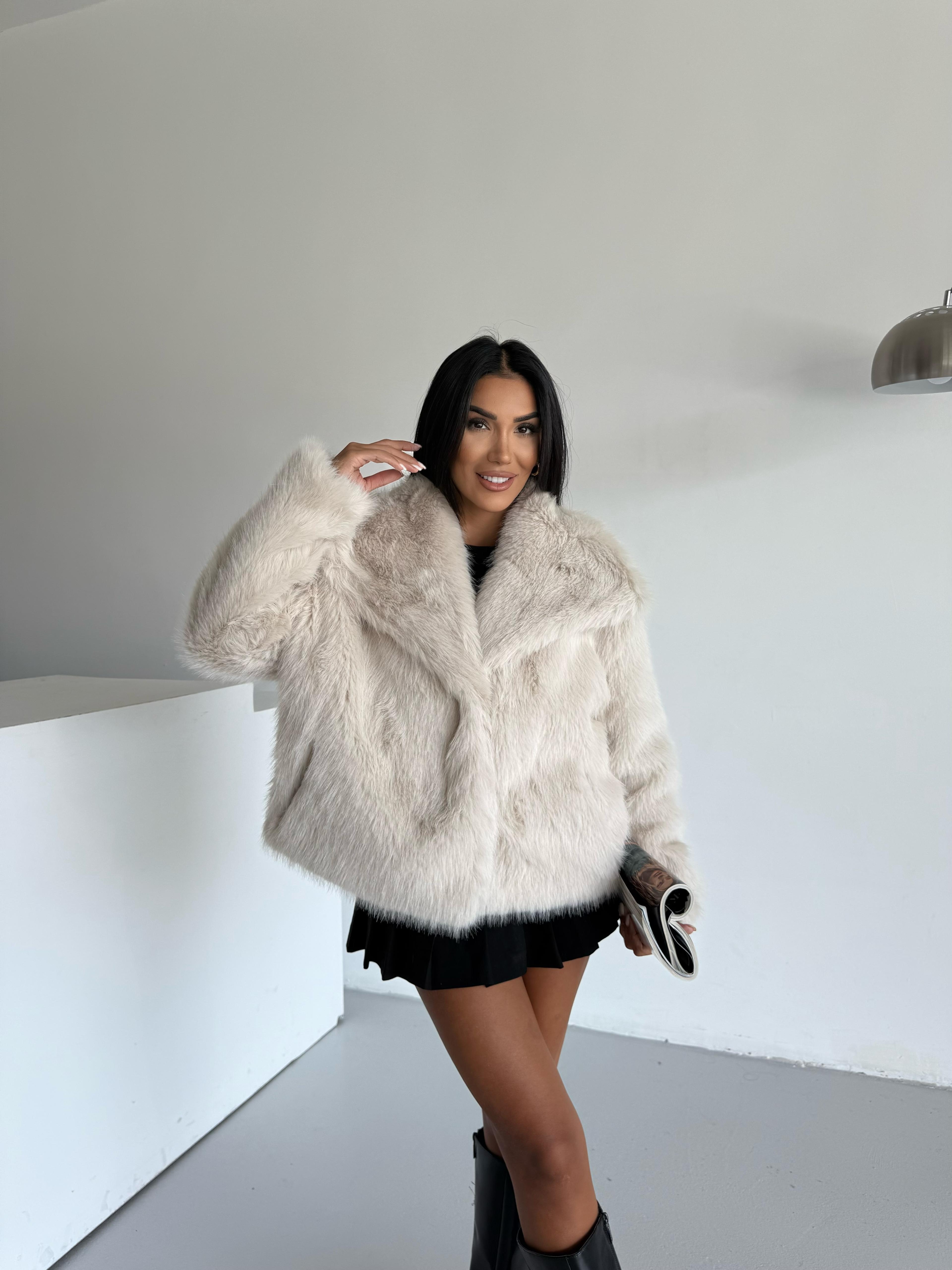 LOLİTA ŞALYAKA OVERSİZE KALIP  KÜRK BEJ