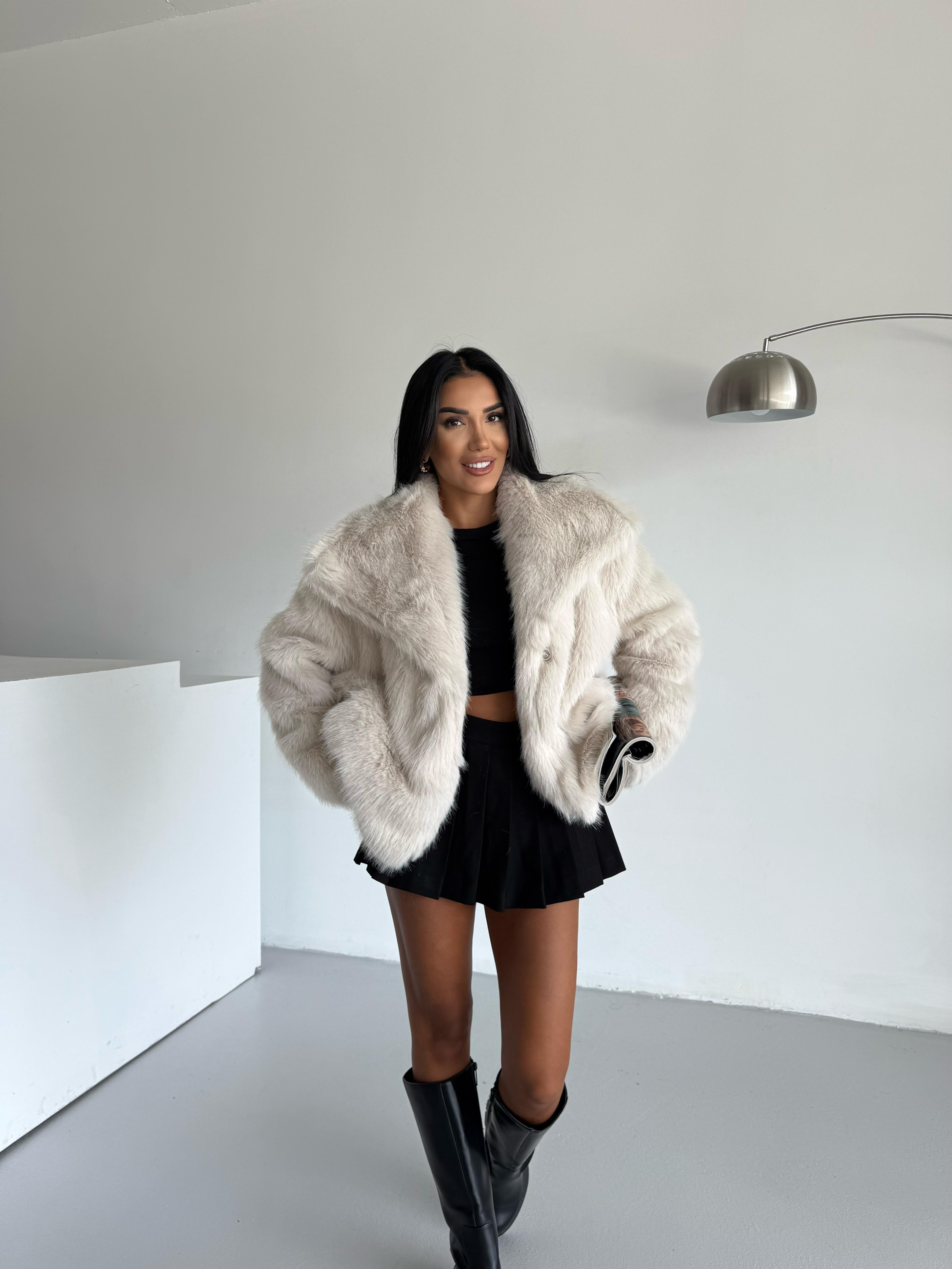 LOLİTA ŞALYAKA OVERSİZE KALIP  KÜRK BEJ