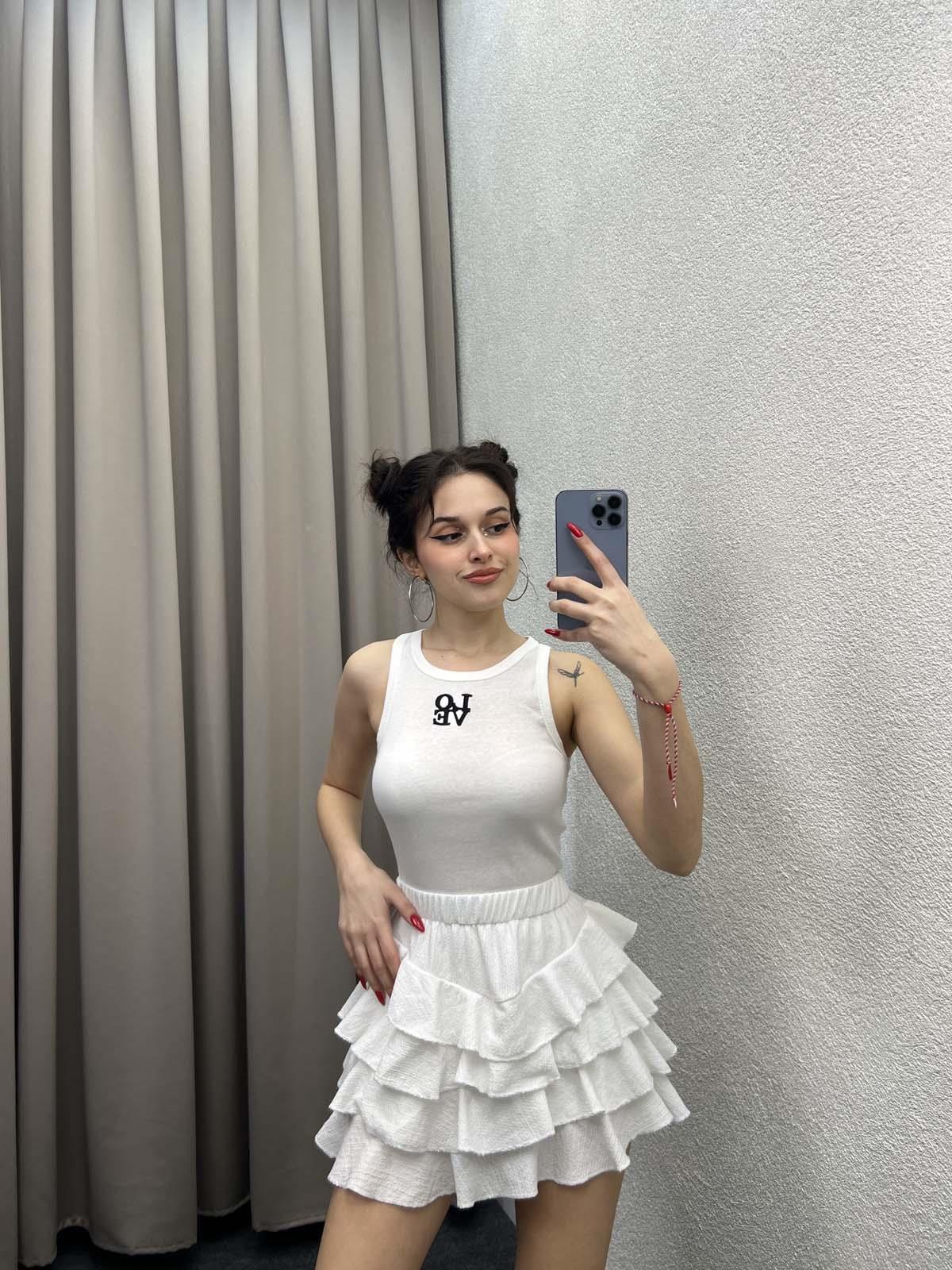 Love Halter Yaka Beyaz Atlet