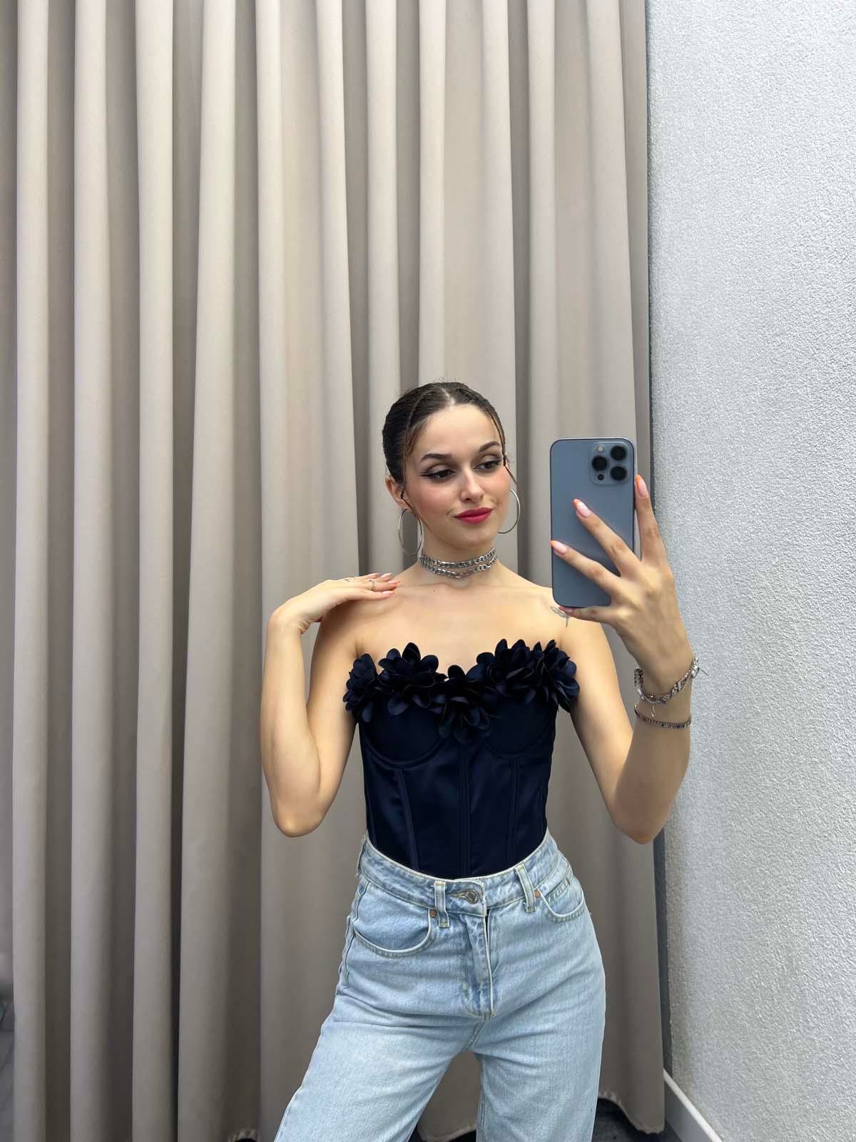 Medusa Lacivert Korse Bustiyer