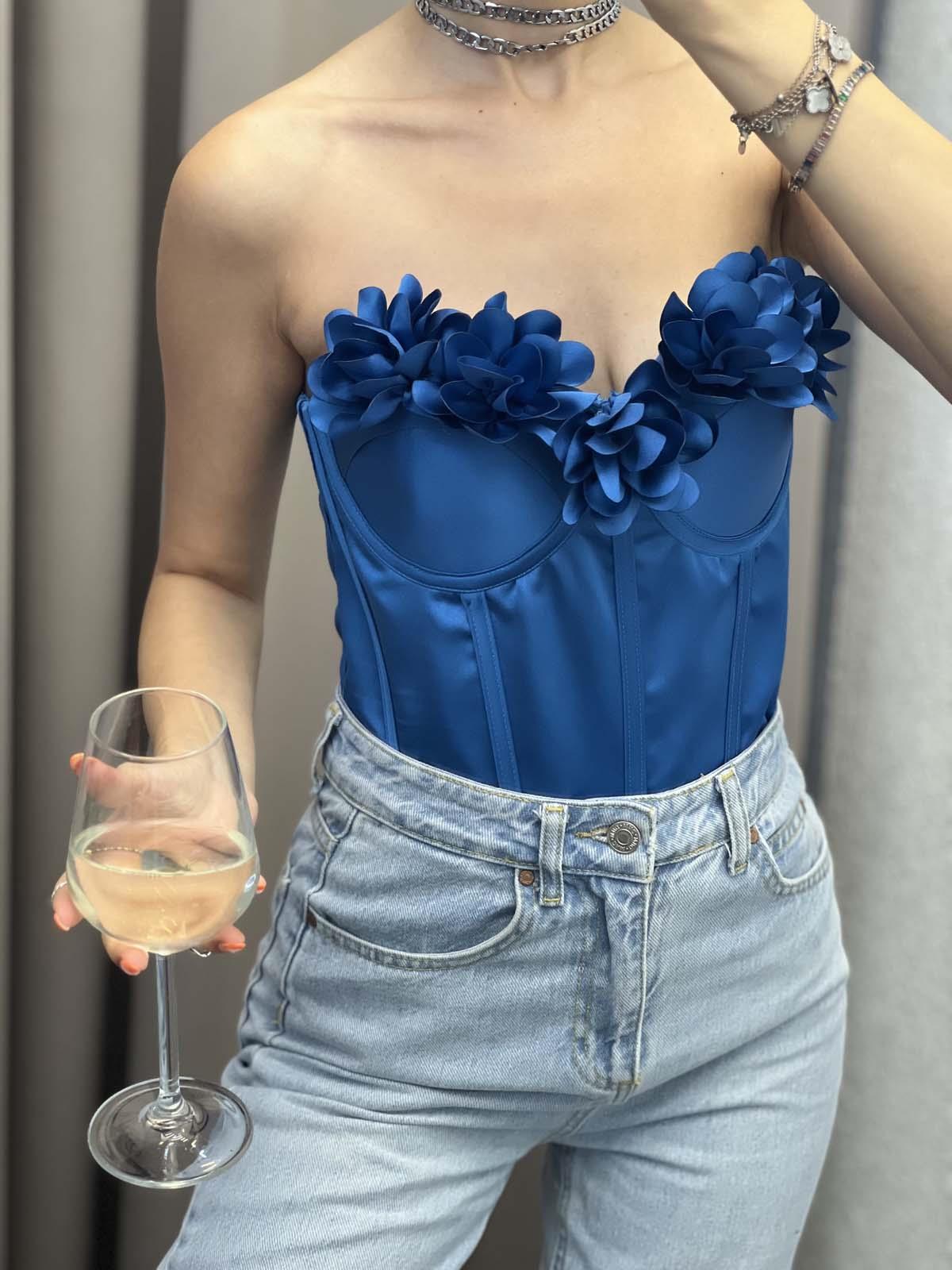 Medusa Mavi Korse Bustiyer